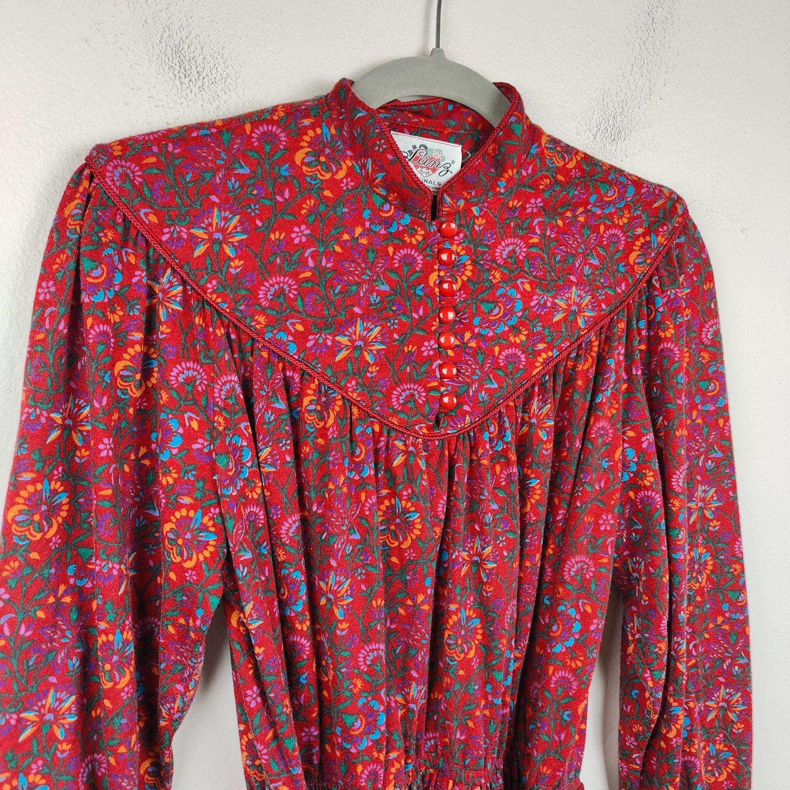 Other Vintage Lanz Originals Midi Dress Womens Medium Red Floral Size M / US 6-8 / IT 42-44 - 2 Thumbnail