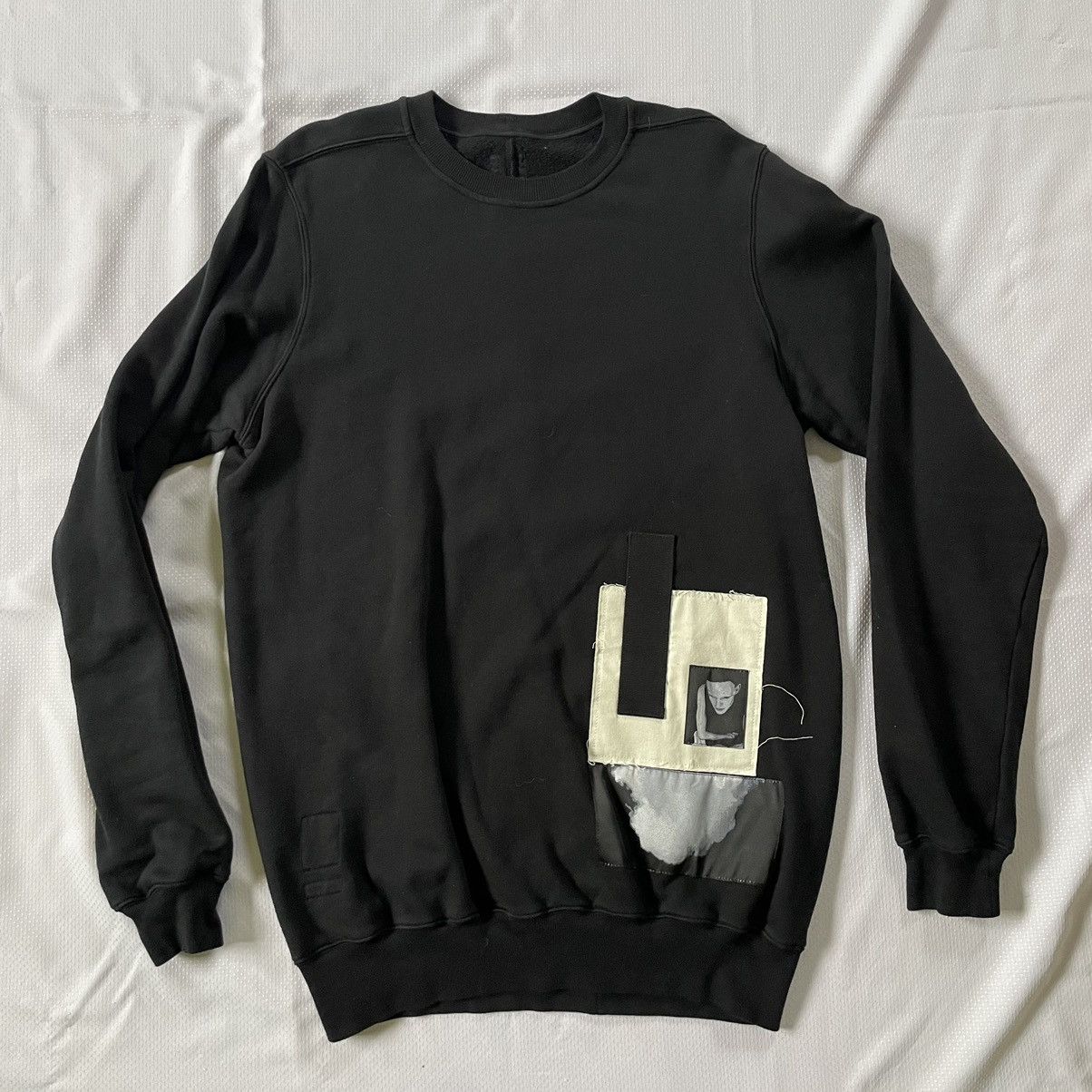 image of Rick Owens Drkshdw Black Embroidered Patch Sweatshirt, Men's (Size XL)