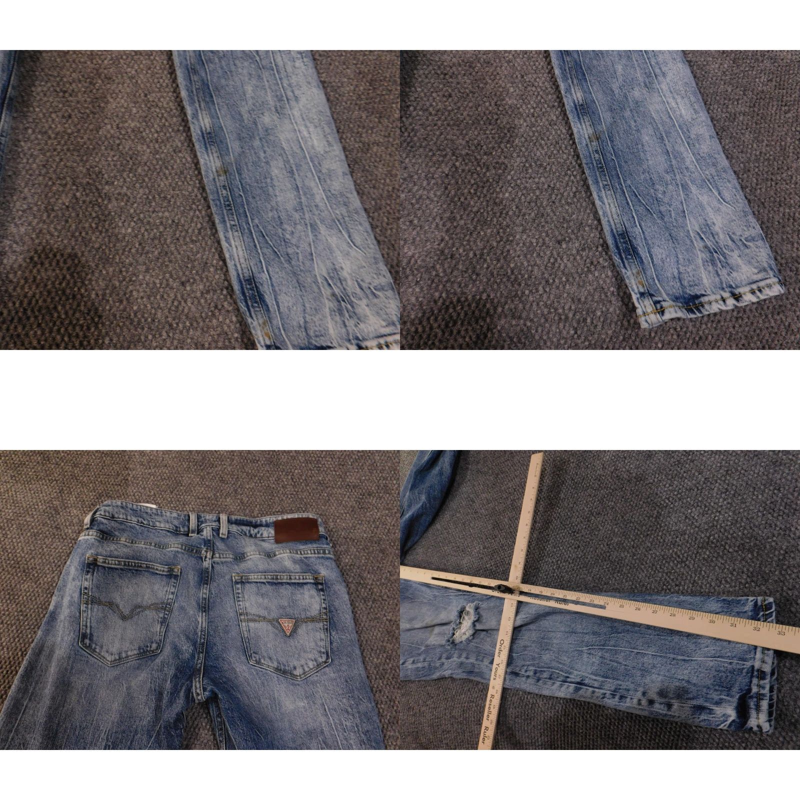 Guess GUESS Jeans Mens 33x32 Blue Slim Tapered Distressed Ripped Denim Faded Wash Shirt/Hoodie? Size US 33 - 9 Thumbnail