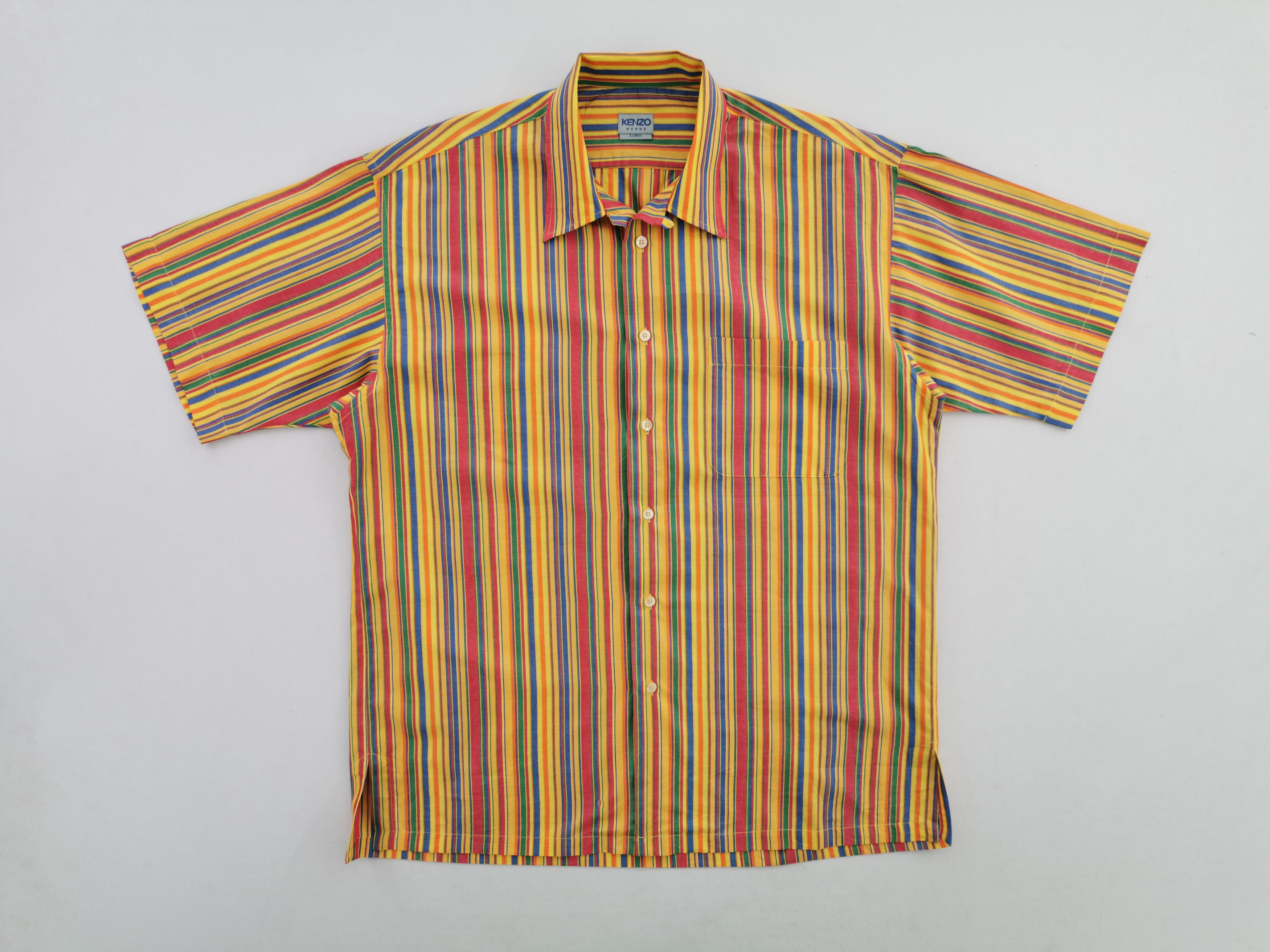 Kenzo Stripe Button Shirt Short Sleeve Size XL