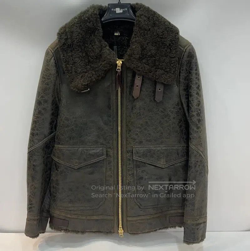 Burberry Brown Leather Zippered Winter Coat M.