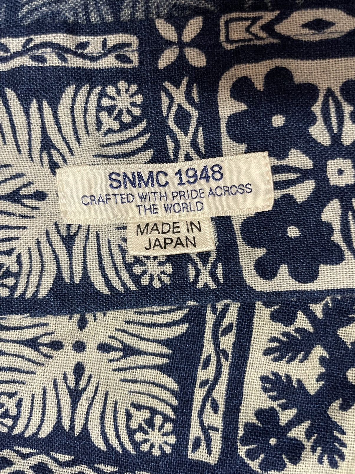 Shuttle Notes Master Cloth Indigo Floral Block Print Shirt Camp Collar Size US L / EU 52-54 / 3 - 9 Thumbnail