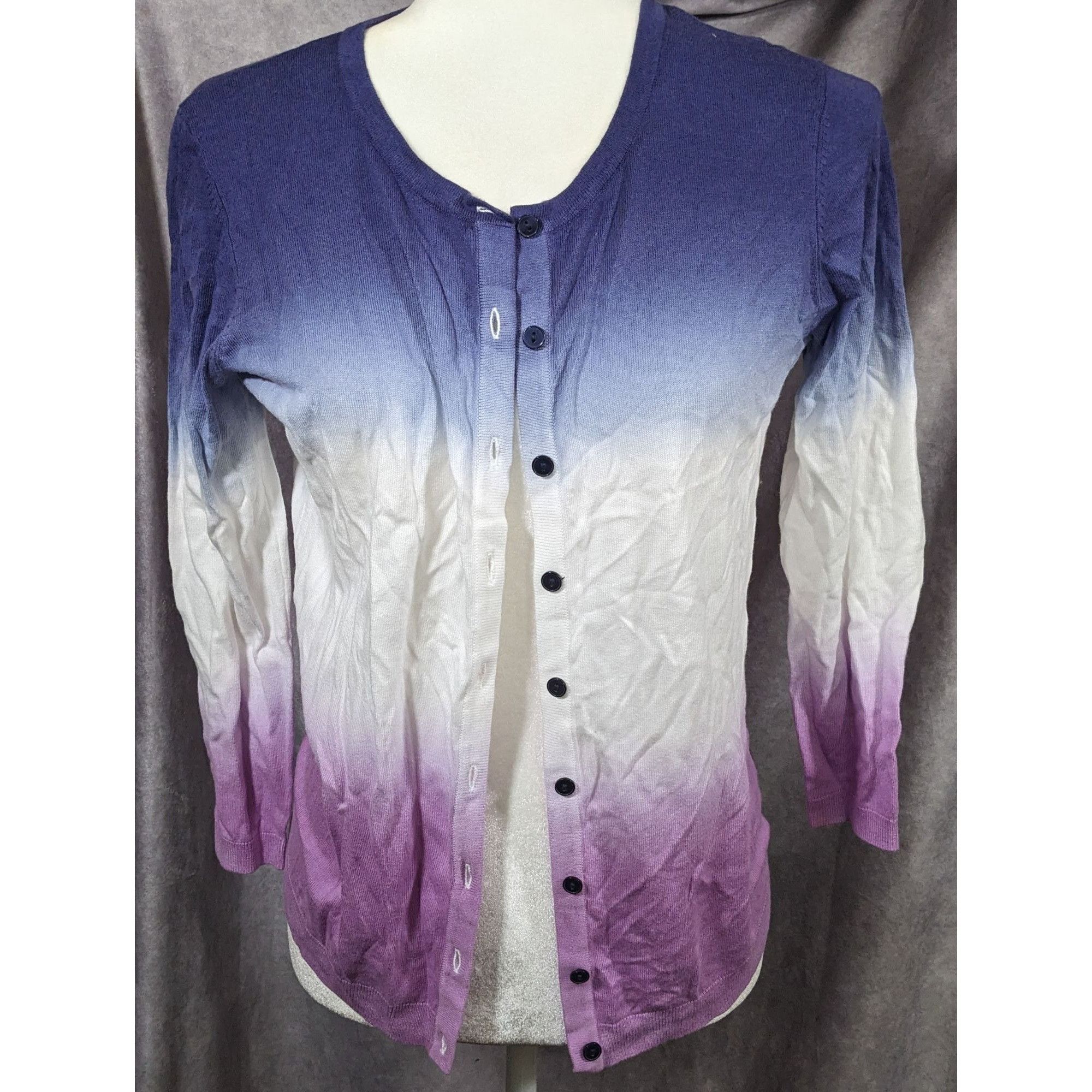 Talbots Preppy Casual Blue And Purple Ombre Cardigan by Talbots Size S / US 4 / IT 40 - 4 Thumbnail