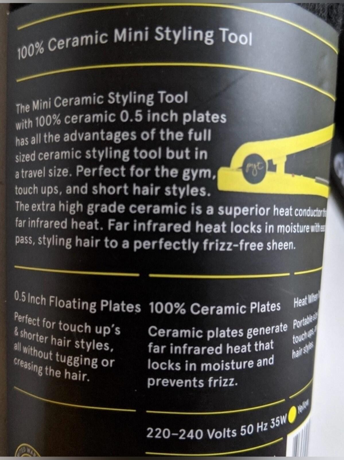 Pythia PYT / Mini Hair Straightener Flat Iron / Yellow Travel Size ONE SIZE - 3 Thumbnail