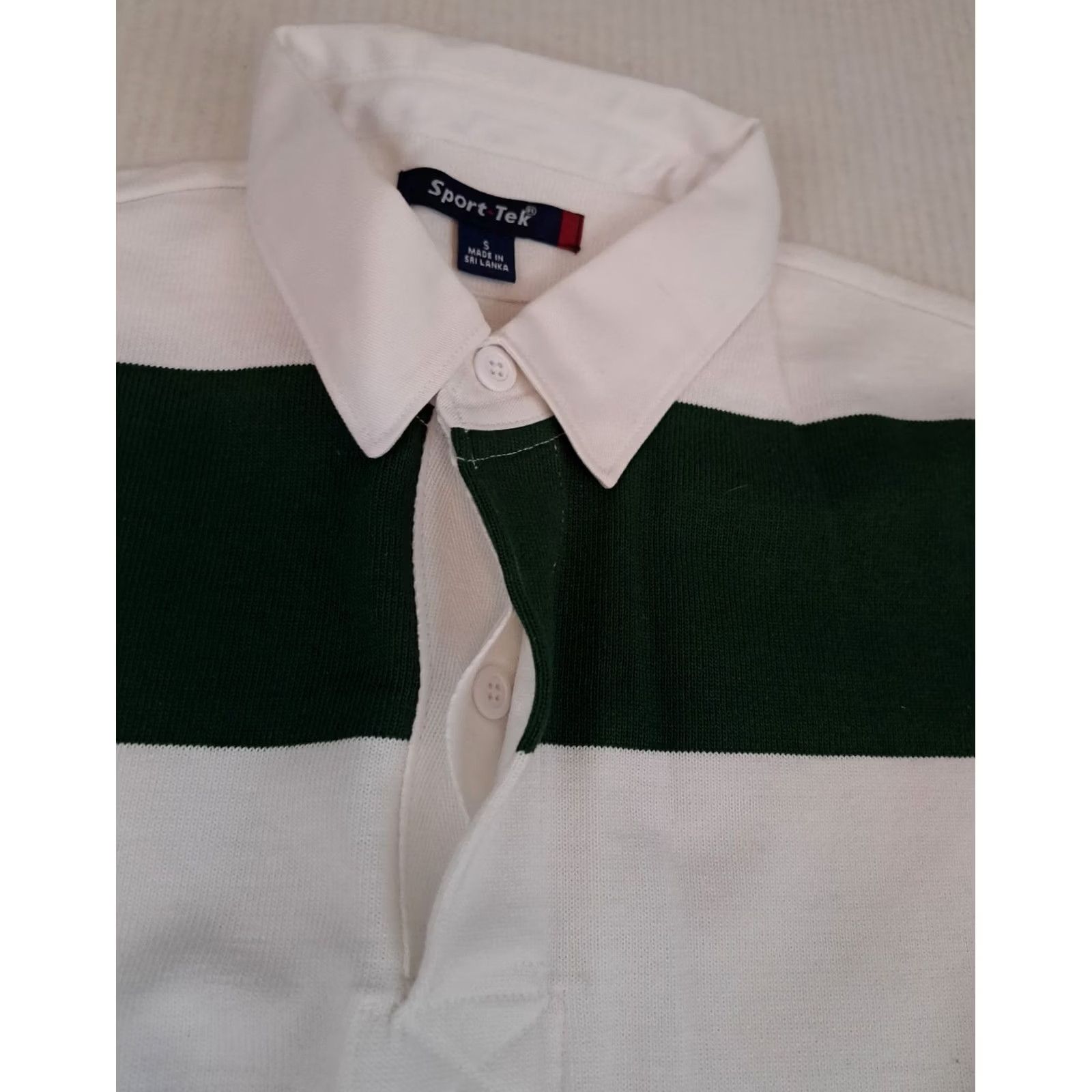 Vintage VINTAGE Sport-Tek Striped Shirt Button-Up Green&White Rugby Shirt S Child? Size US S / EU 44-46 / 1 - 3 Thumbnail
