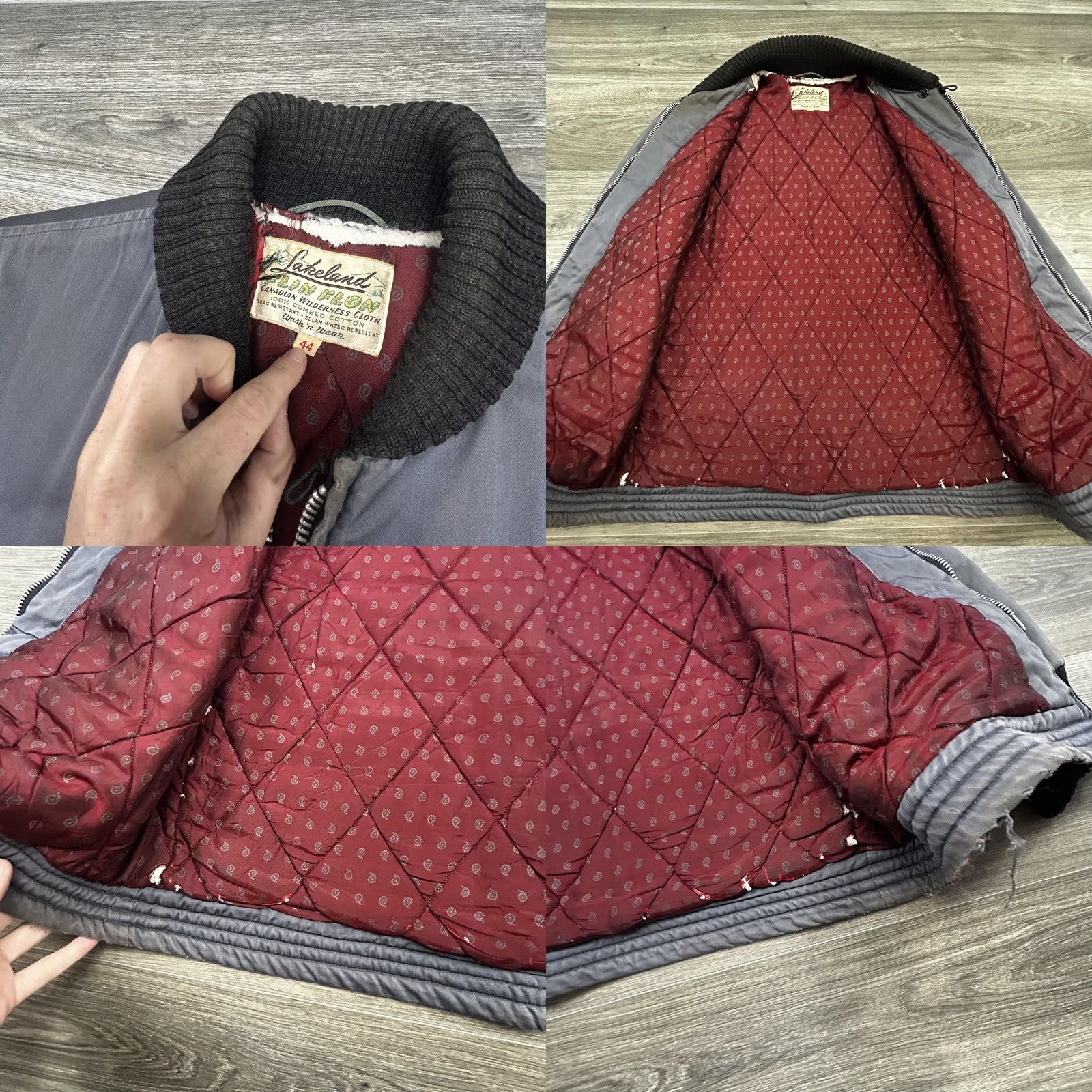 Vintage VINTAGE Lakeland Jacket Mens 44 Gray Bomber Jacket Quilted Insulated Zipper Workwear Casual Winter Mens Size US S / EU 44-46 / 1 - 8 Thumbnail