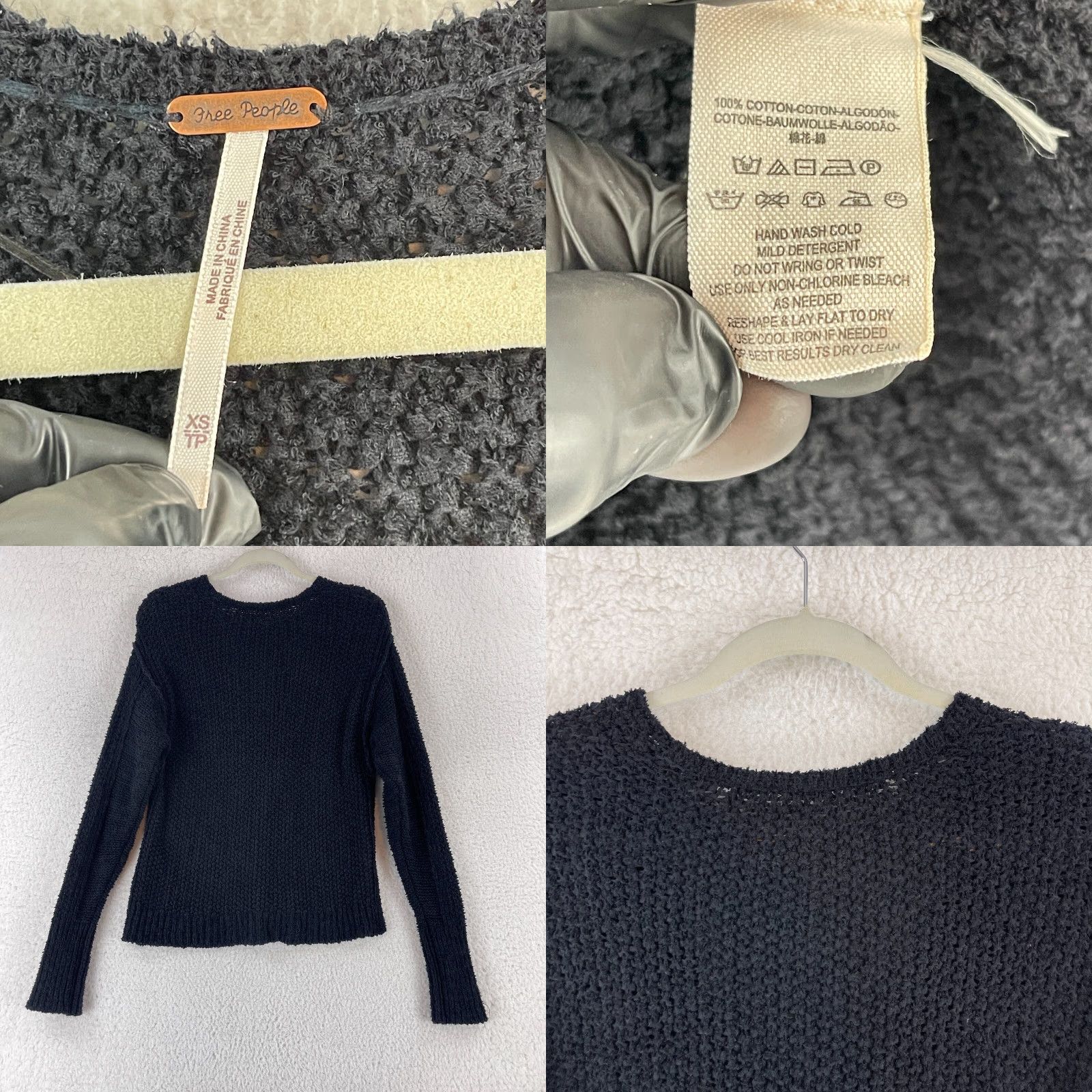 Free People Free People Coco V-Neck Front Twist Sweater Women Knit Long Sleeve Size XS Black Pullover Size XS / US 0-2 / IT 36-38 - 8 Thumbnail