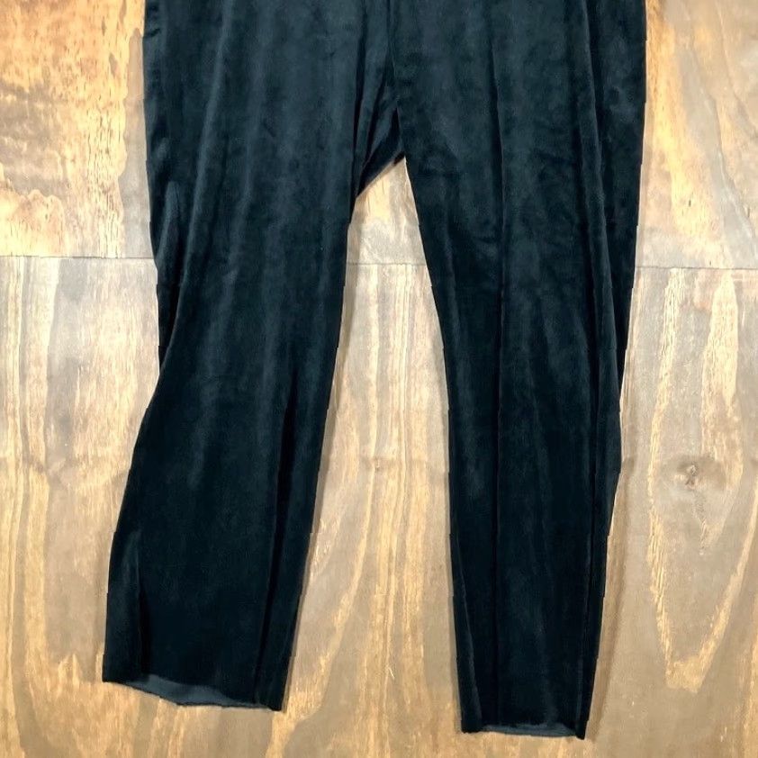 Juicy Couture Juicy Couture Pants Black Velour High Rise Relaxed Stretch Large Womens Straight Inseam 25 in Size 36" / US 14 / IT 50 - 3 Thumbnail