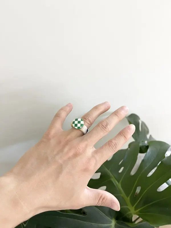 Vintage STEAL! Y2K Japan 3D checkerboard Ring Size ONE SIZE - 2 Thumbnail