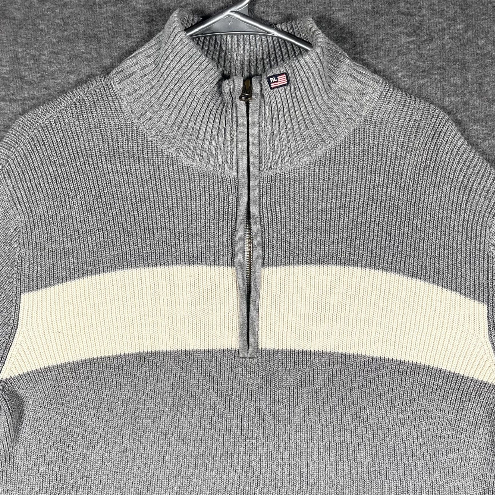 Ralph Lauren VTG Polo Jeans Co Ralph Lauren Sweater Mens XL Gray Quarter Zip Cotton Ribbed Size US XL / EU 56 / 4 - 2 Thumbnail
