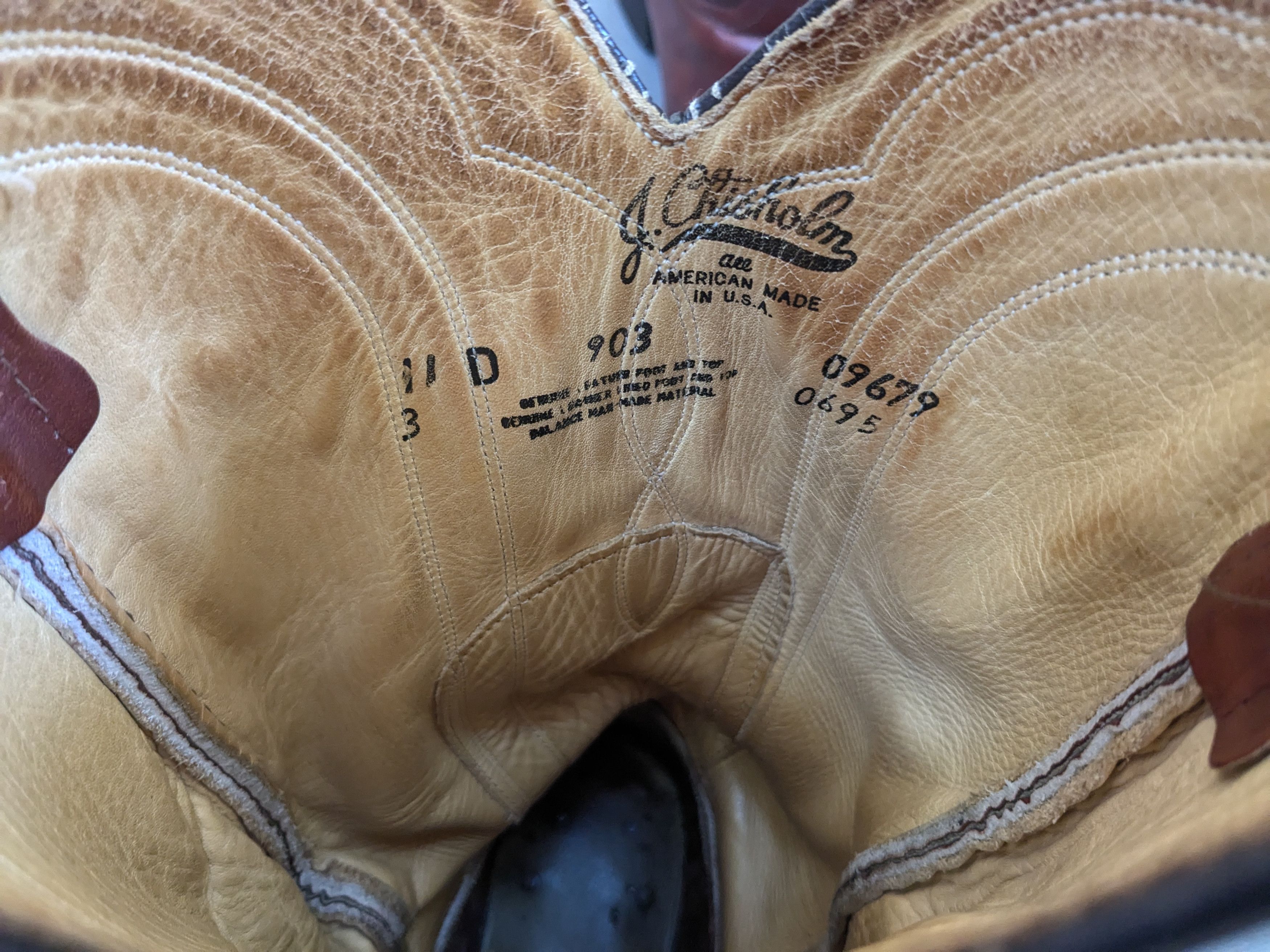 Genuine Leather J Chisholm Cowboy Boots Brown 11 D USA Botas Size US 11 / EU 44 - 3 Thumbnail