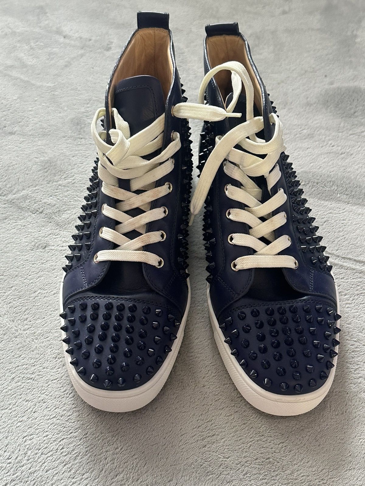 Christian Louboutin Christian Louboutin Navy Blue Spike Sneakers Size US 11.5 / EU 44-45 - 8 Thumbnail