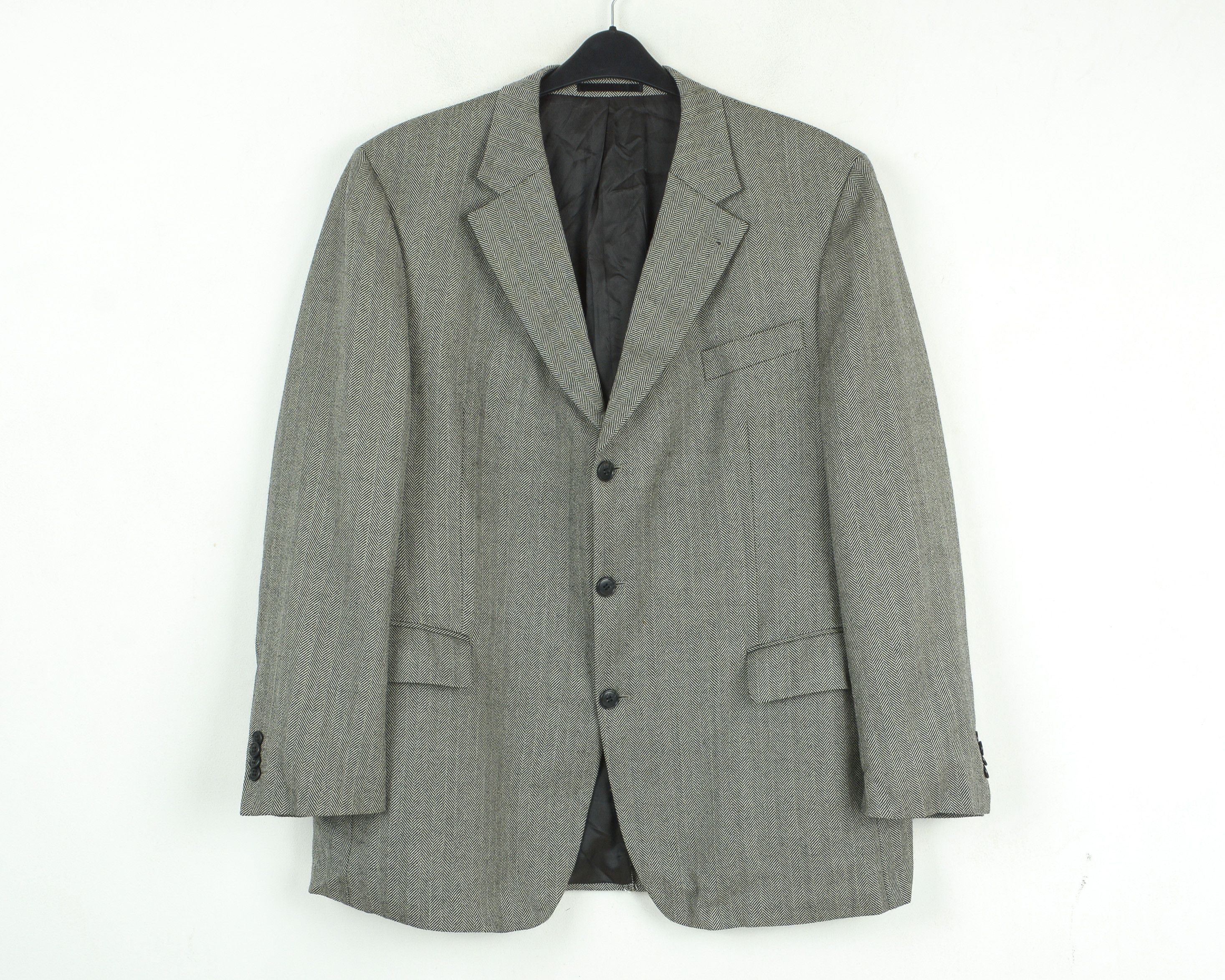 Vintage CARL GROSS Herringbone 28 Tweed Blazer EU 56S Jacket Coat Size 46S - 1 Thumbnail