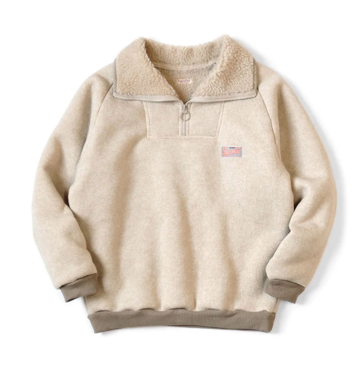 image of Kapital Boa Fleece Zip Alpine Pullover Size 3 in Cream, Men's