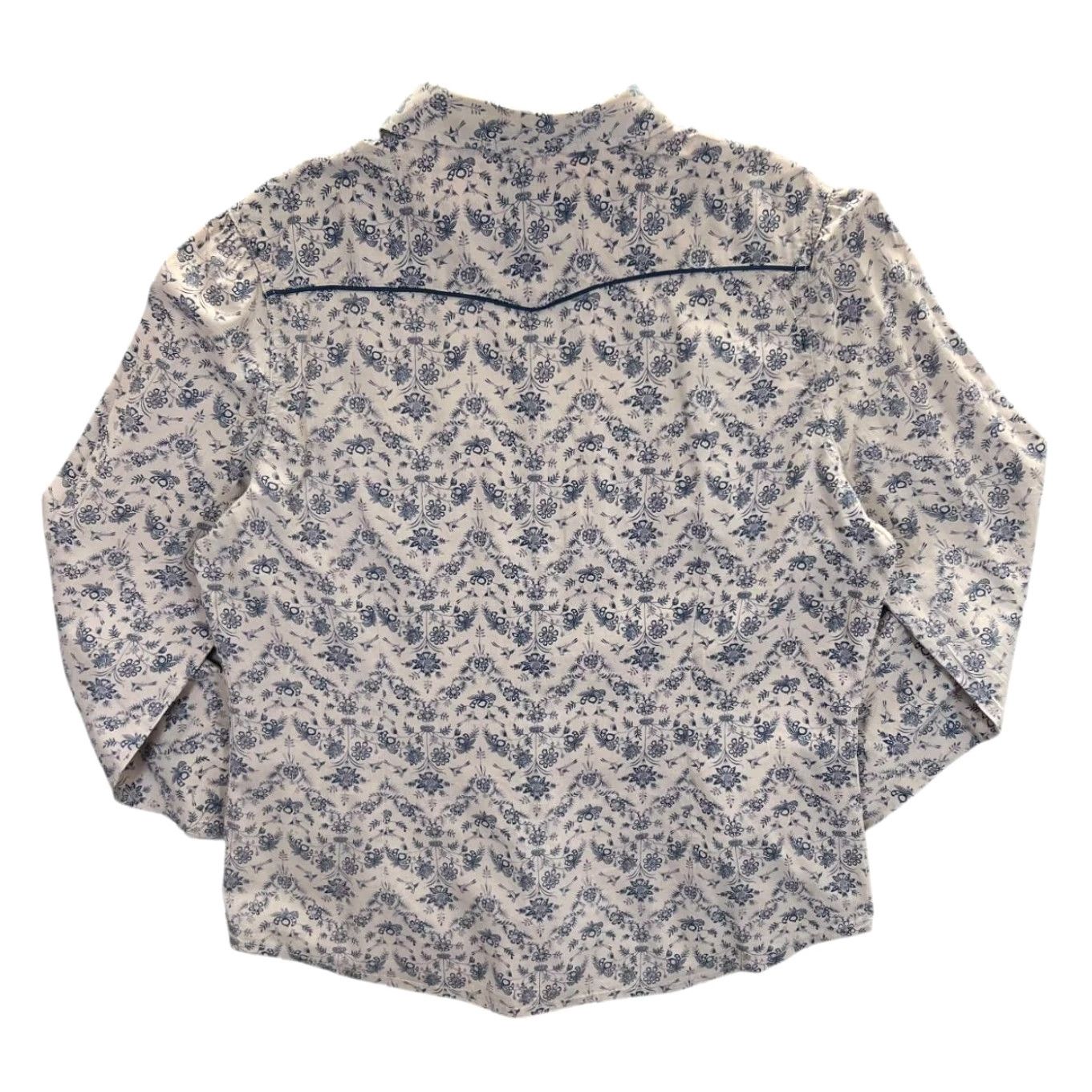 Vintage Kaporal The Unified Floral Patterned Western Long Sleeve Shirt Women's XL Beige/Blue Patterned Shirt Western Womens XL Size XL / US 12-14 / IT 48-50 - 3 Thumbnail