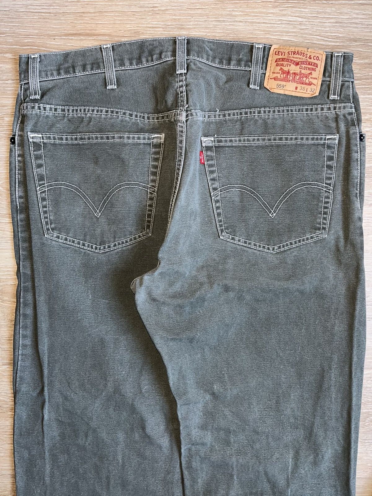Levi's × Vintage Crazy Vintage 90’s Baggy Skater Wide Leg Green Levi’s Jeans Size US 38 / EU 54 - 2 Thumbnail