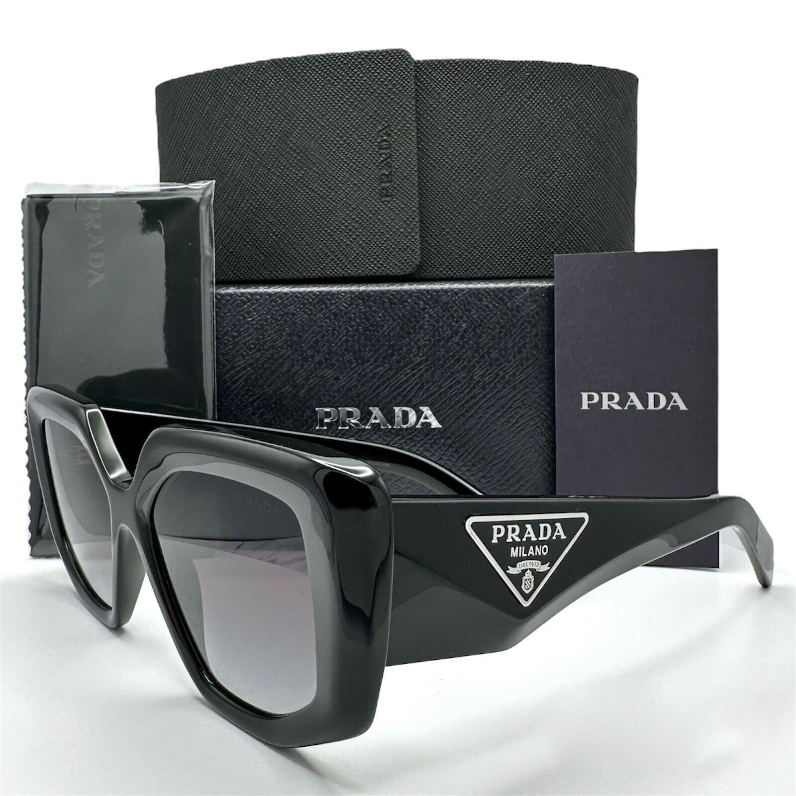 Prada Prada Sunglasses Black Square Oversized Triangle Logo Italy Size ONE SIZE - 17 Thumbnail