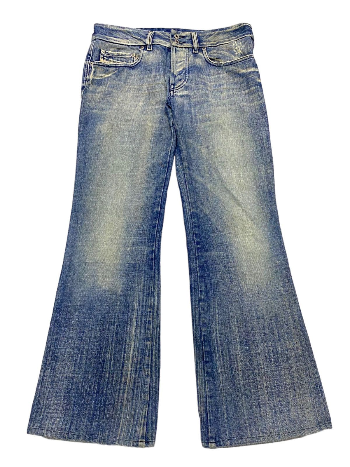 14th Addiction × If Six Was Nine × Le Grande Bleu (L.G.B.) Flare Diesel Low Rise Mud Washed Light Whisker Distressed Size US 30 / EU 46 - 2 Thumbnail