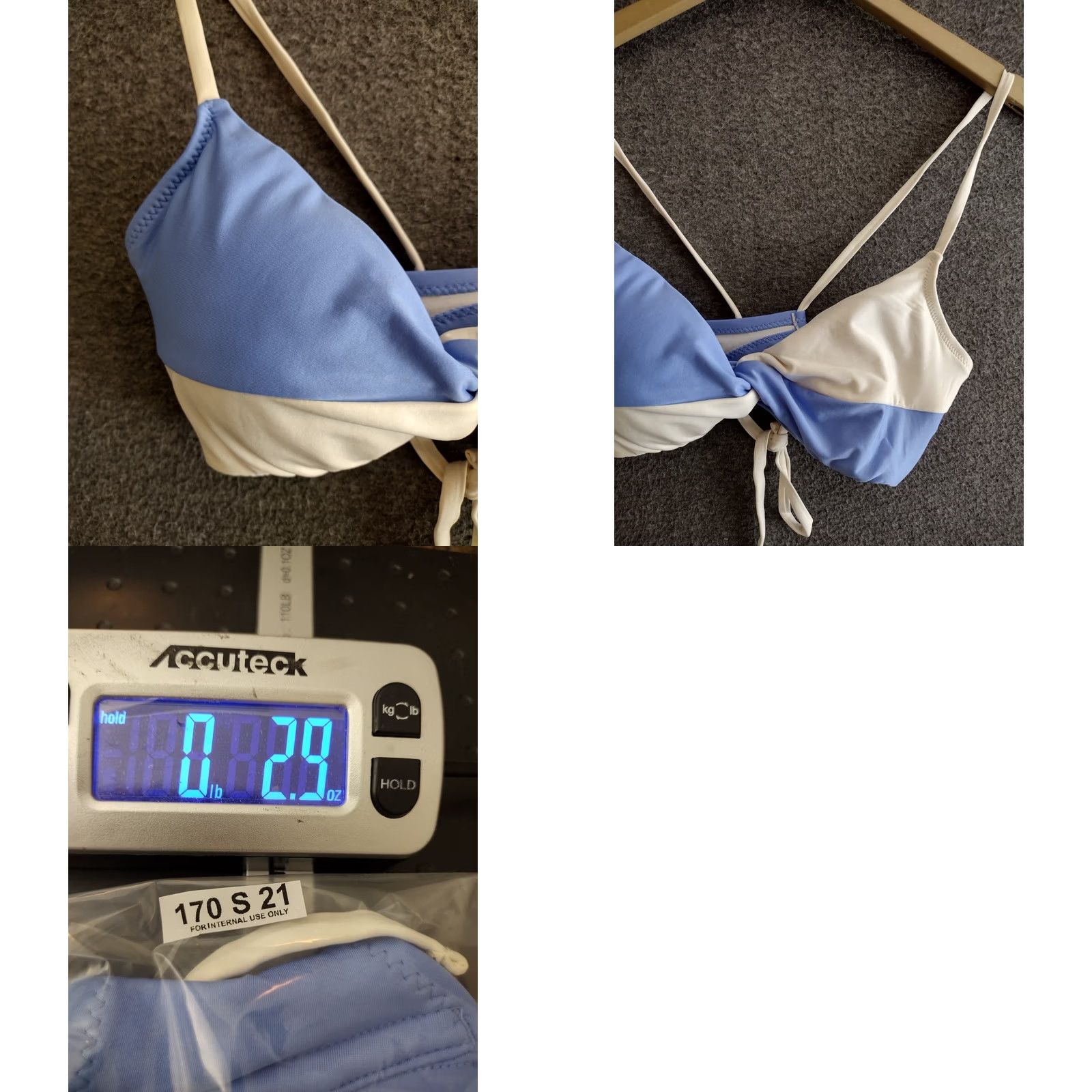 Vintage Shade & Shore Bikini Top Shirt Women L Blue White Strap Twist Padded 12-14 90s Angel theme Size L / US 10 / IT 46 - 8 Thumbnail