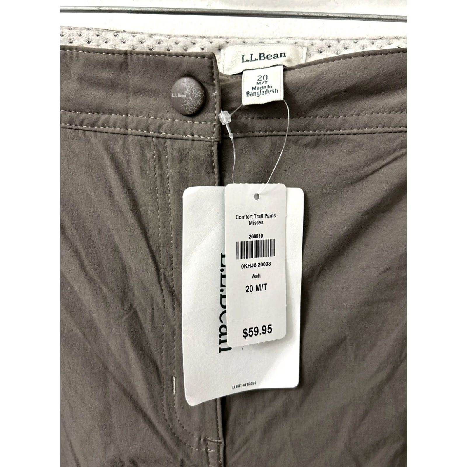 Vintage LL Bean Comfort Trail Pants Womens Size 20x32 Brown Stretch Hiking NWT Bagless Regular Straight Front 268919 Size 42" / US 20 - 4 Thumbnail