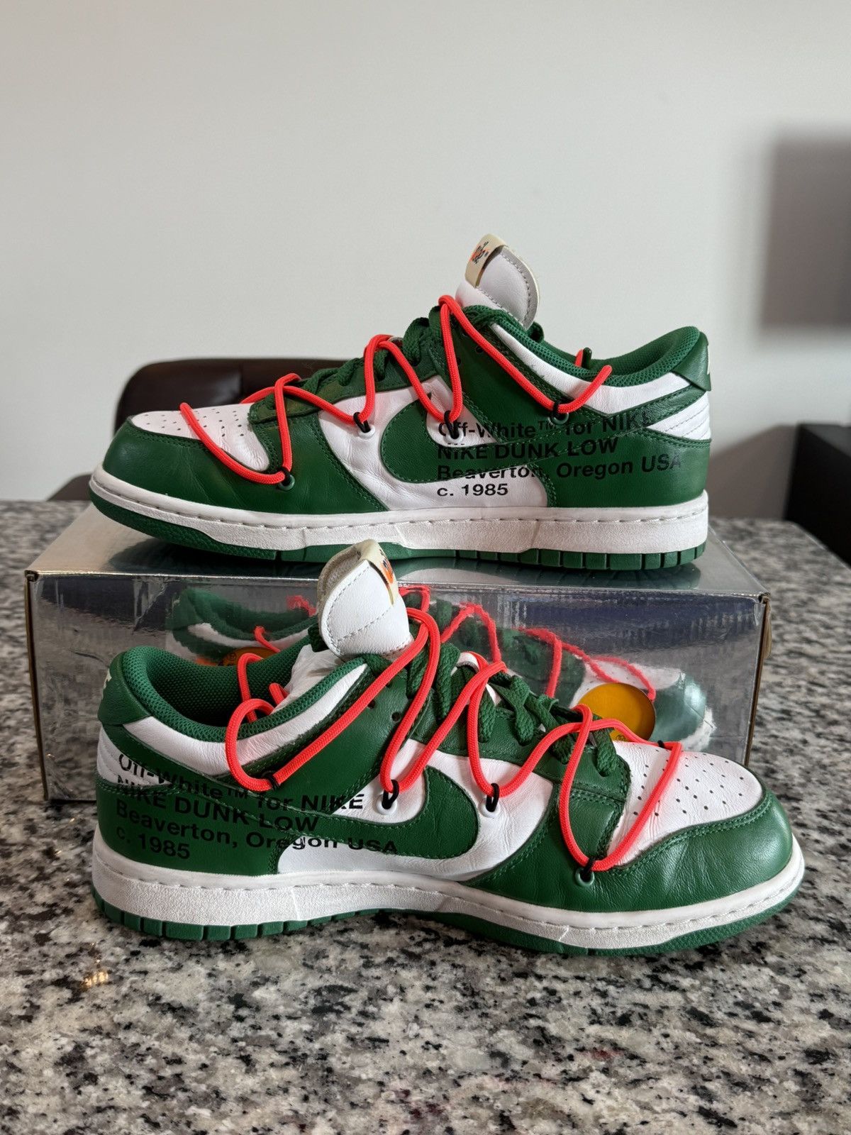 Nike × Off-White Dunk Low Off White Pine Green Size US 9 / EU 42 - 2 Thumbnail