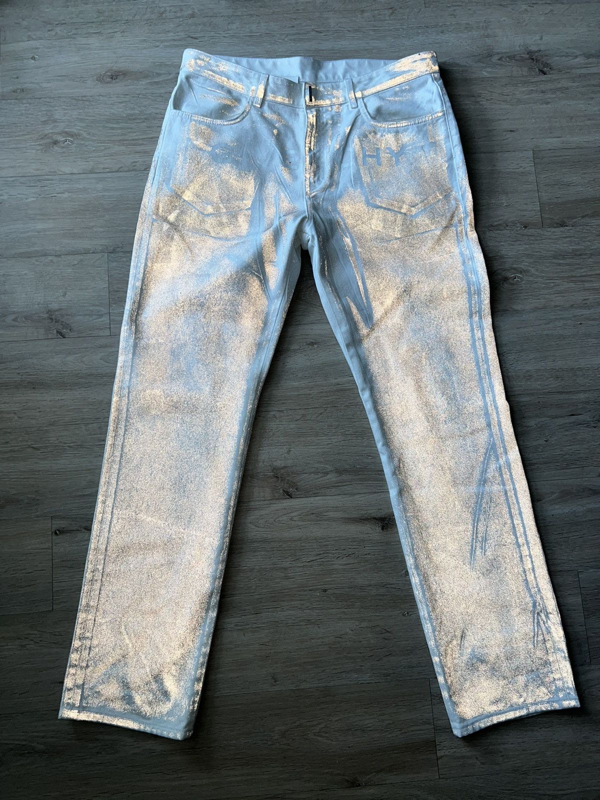 image of White Givenchy Reflective Denim Pants, Men's (Size 36)