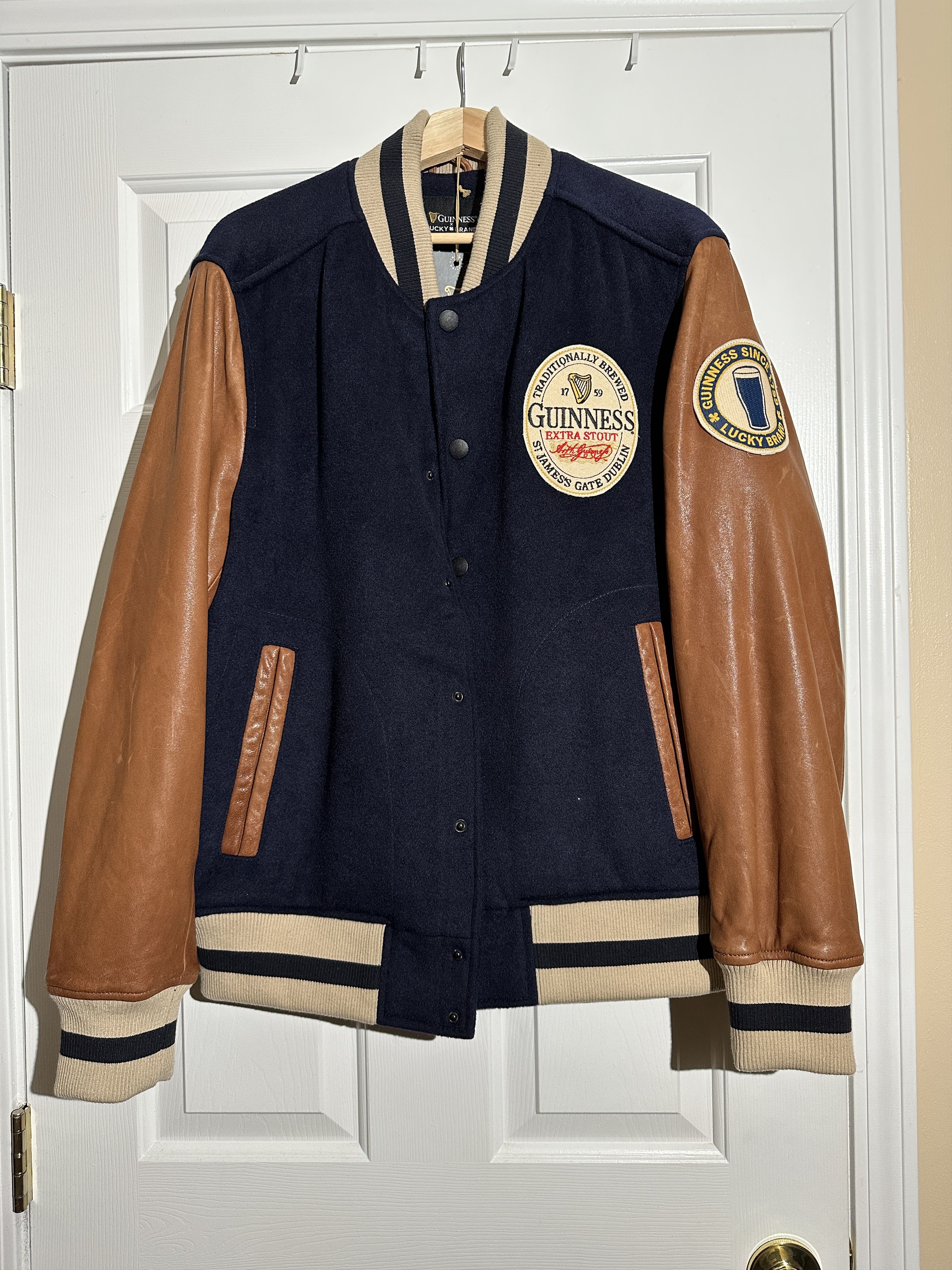 Lucky Brand Lucky Brand Guinness varsity leather jacket Size US L / EU 52-54 / 3 - 1 Thumbnail