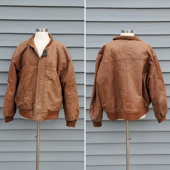 Vintage Vintage 90s y2k Brown Leather Aviator Flyboy Distressed Bomb Size US XXL / EU 58 / 5 - 6 Thumbnail