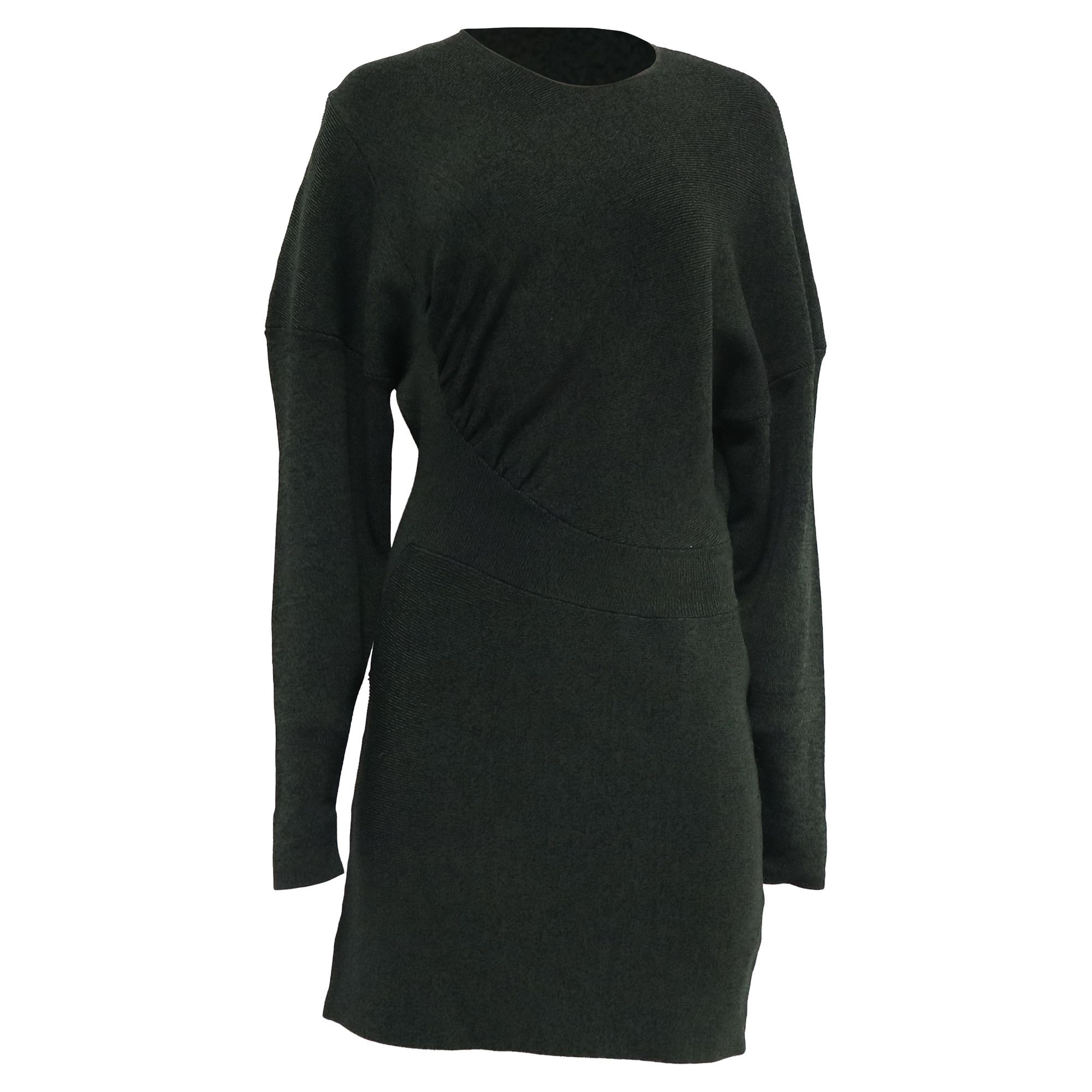Ganni Ganni Ruched Ribbed-Knit Long Sleeve Mini Dress in Olive Ray Size XS / US 0-2 / IT 36-38 - 1 Thumbnail