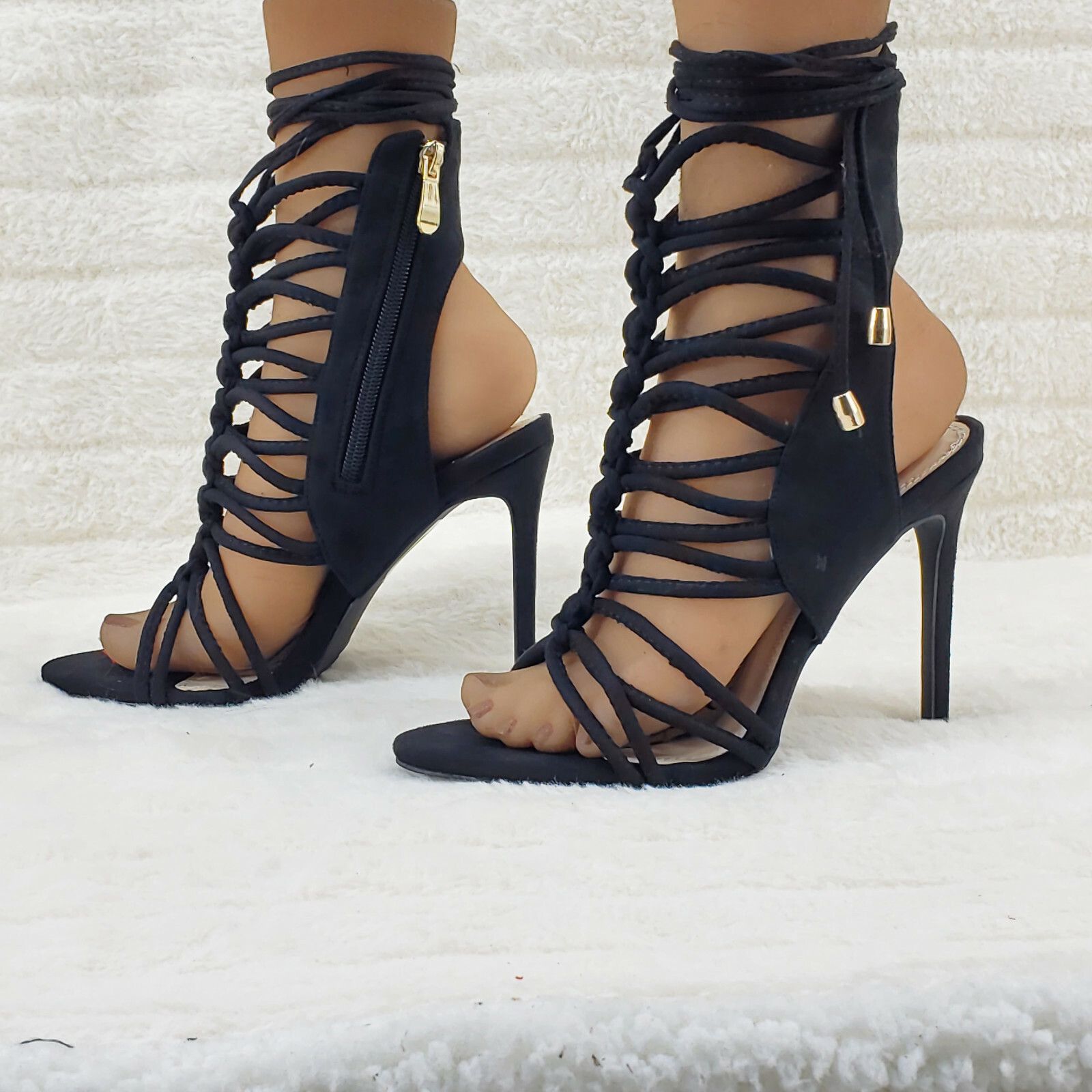 Other So Me Lucy Strappy Knotted Detail 4.5" High Heel Shoe Black Size US 8 / IT 38 - 5 Thumbnail