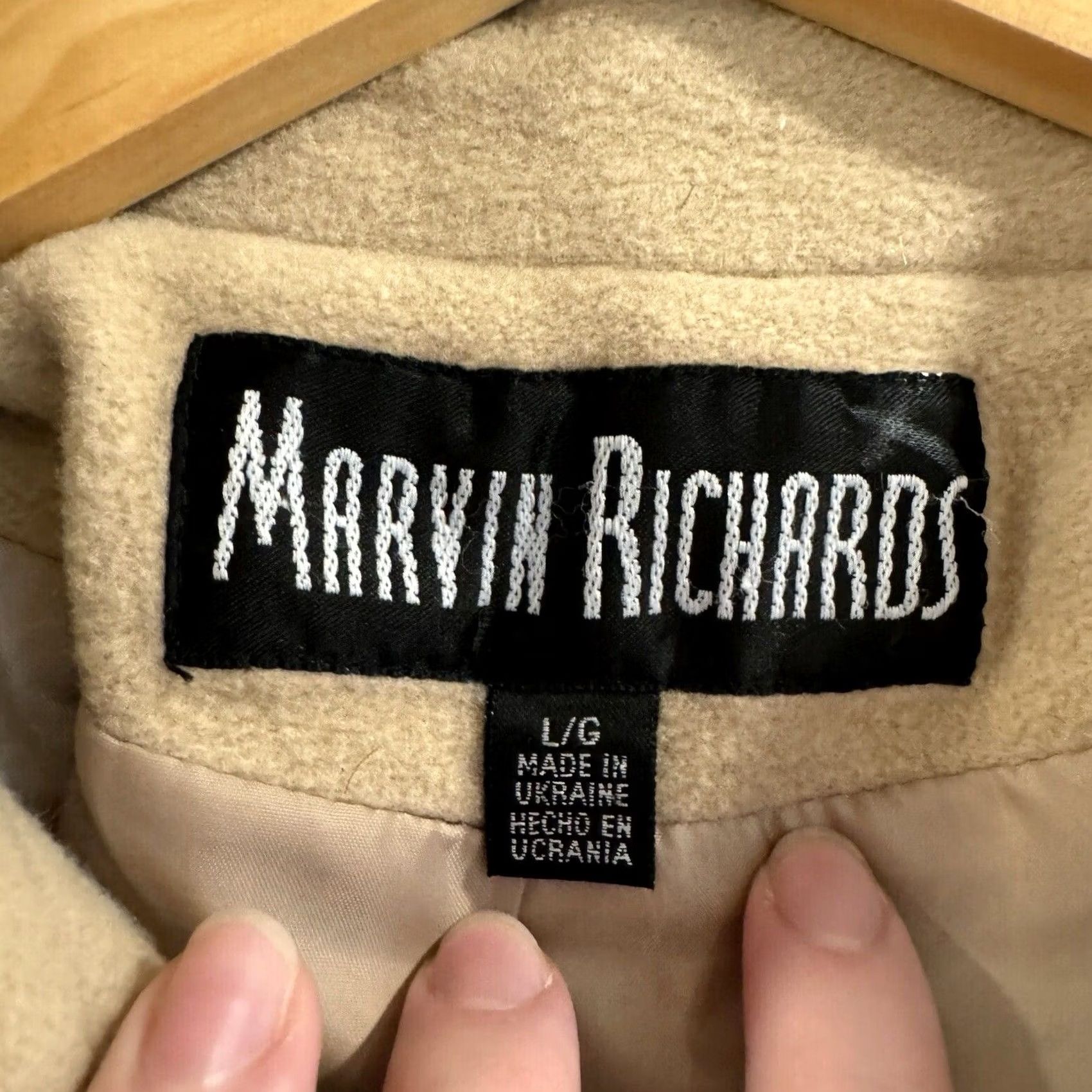 Vintage VINTAGE Marvin Richards Coat Womens Long Beige Wool Blend Collared Button Front Pea Coat L Size L / US 10 / IT 46 - 4 Thumbnail