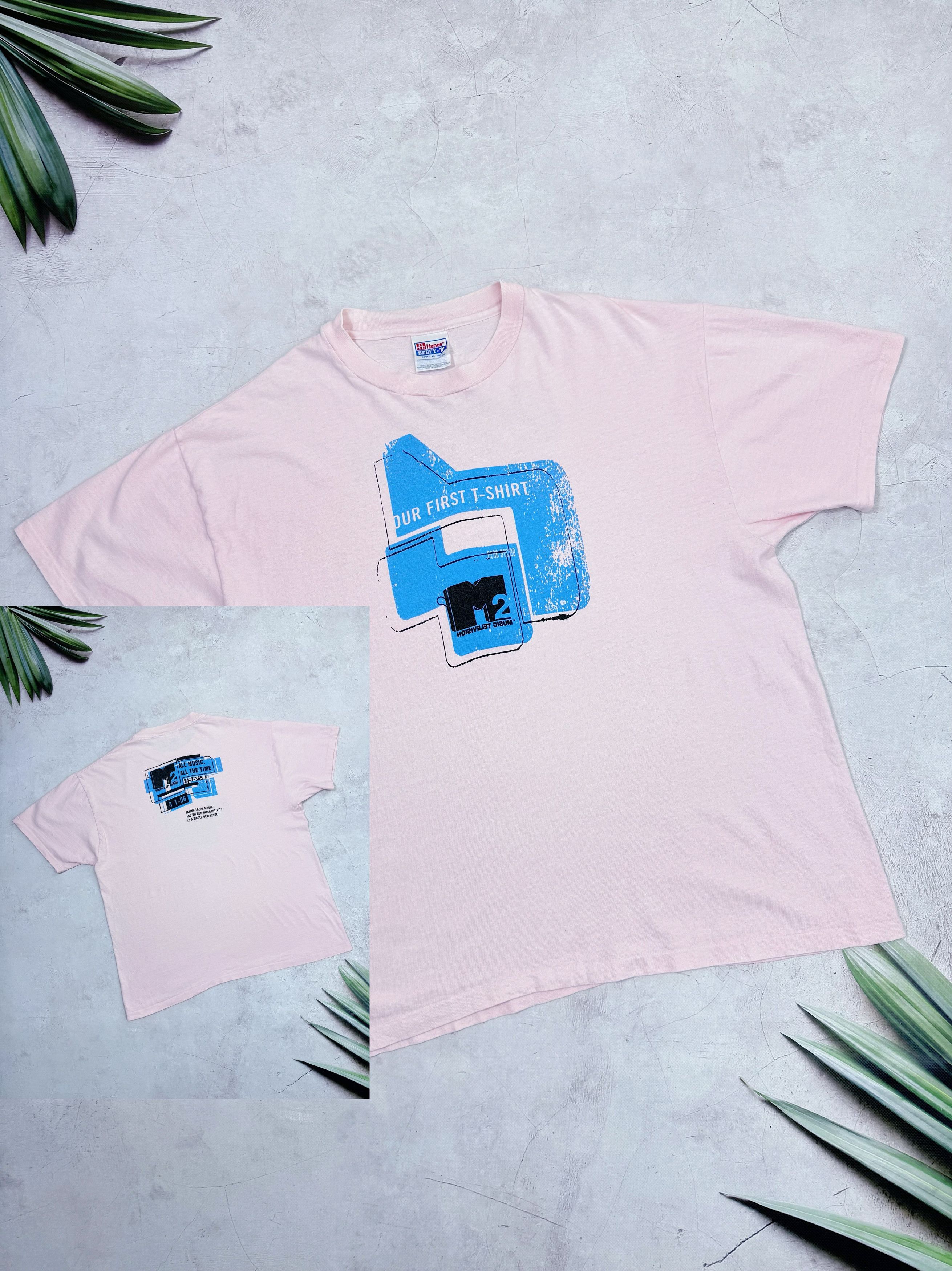 Hanes × Mtv × Vintage 1996 MTV 2 First Promo T-Shirt M2 Music Television Size US XL / EU 56 / 4 - 1 Thumbnail