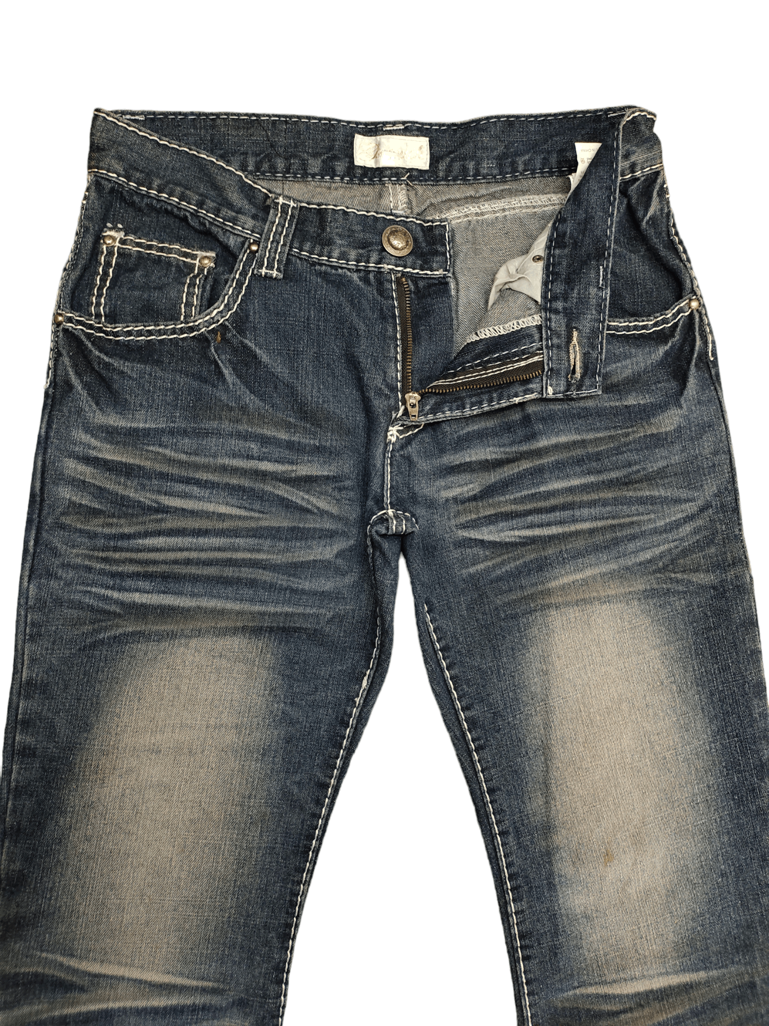 GOSTAR DE FUGA Japanese Brand Growth Amazing Washed Curved Denim Jeans Size US 31 - 9 Thumbnail