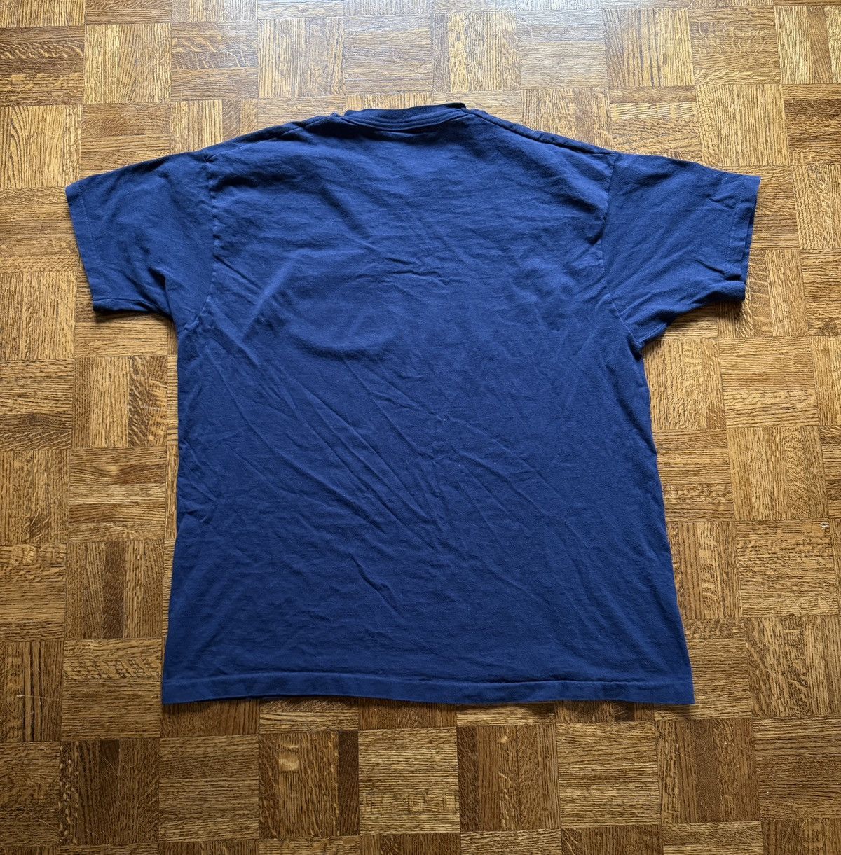 Vintage Vintage 90s Selvedge Pocket Navy Blank Tee Size US XXL / EU 58 / 5 - 4 Thumbnail