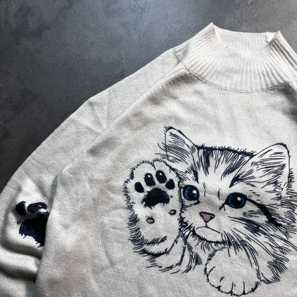 Japanese Brand Vintage Y2K 00s Big Logo Cat Print Knit Sweater Avant Garde Size US L / EU 52-54 / 3 - 2 Thumbnail