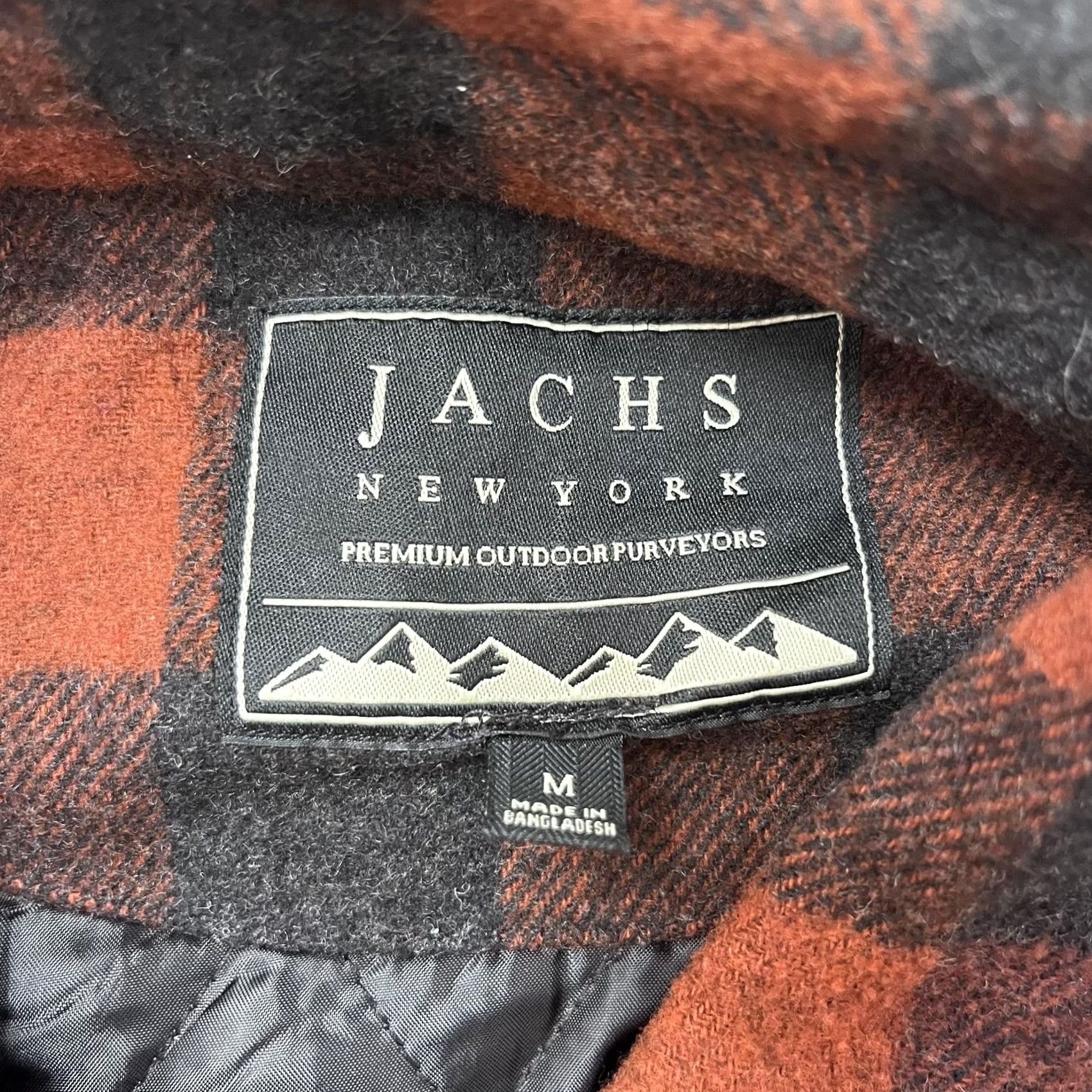 Vintage JACHS New York Jacket Mens M Orange Buffalo Plaid Quilted Flannel Shacket Size US M / EU 48-50 / 2 - 2 Thumbnail