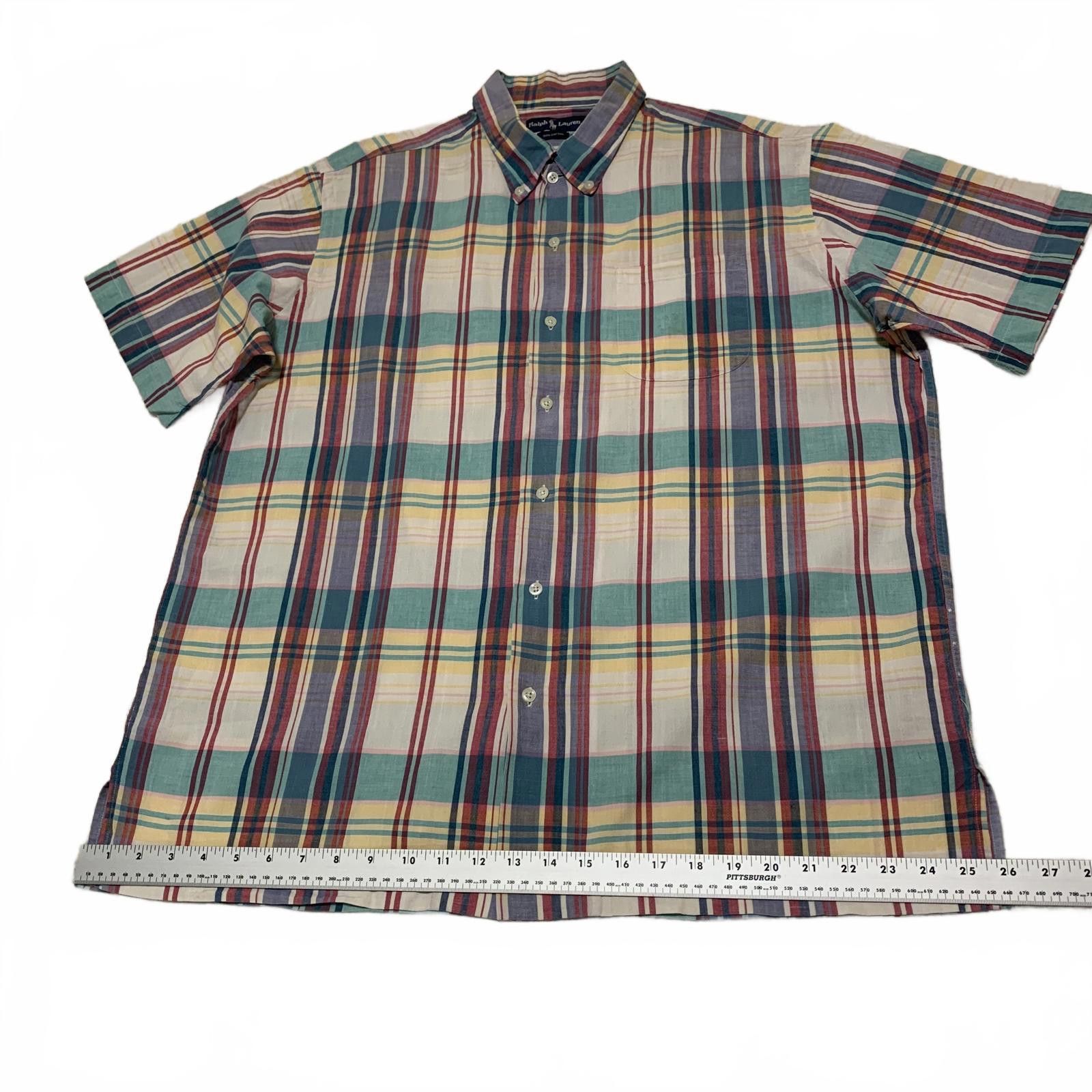 Polo Ralph Lauren Ralph Lauren Pastel Plaid Short Sleeve Shirt L Cotton Size US L / EU 52-54 / 3 - 7 Thumbnail