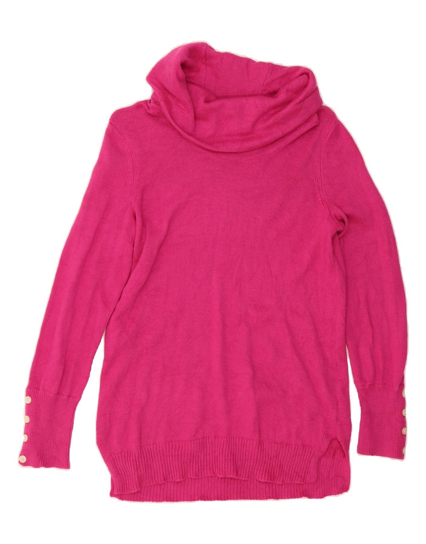 Ralph Lauren Womens Petite Roll Neck Jumper Sweater UK 12 Medium Pink Size M / US 6-8 / IT 42-44 - 1 Thumbnail