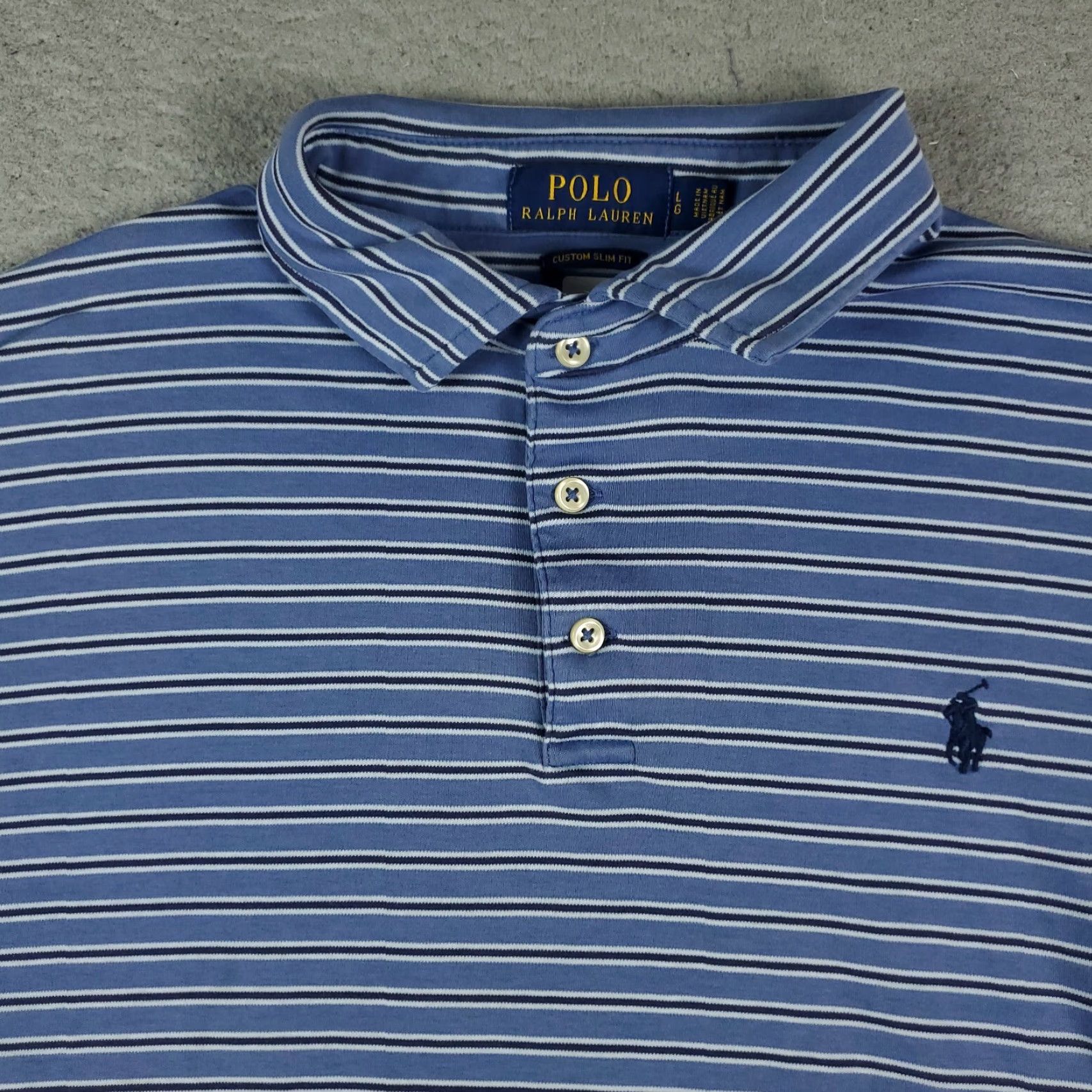 Ralph Lauren Ralph Lauren Polo Shirt Men's Large Blue Striped Casual Short Sleeve Size US L / EU 52-54 / 3 - 2 Thumbnail