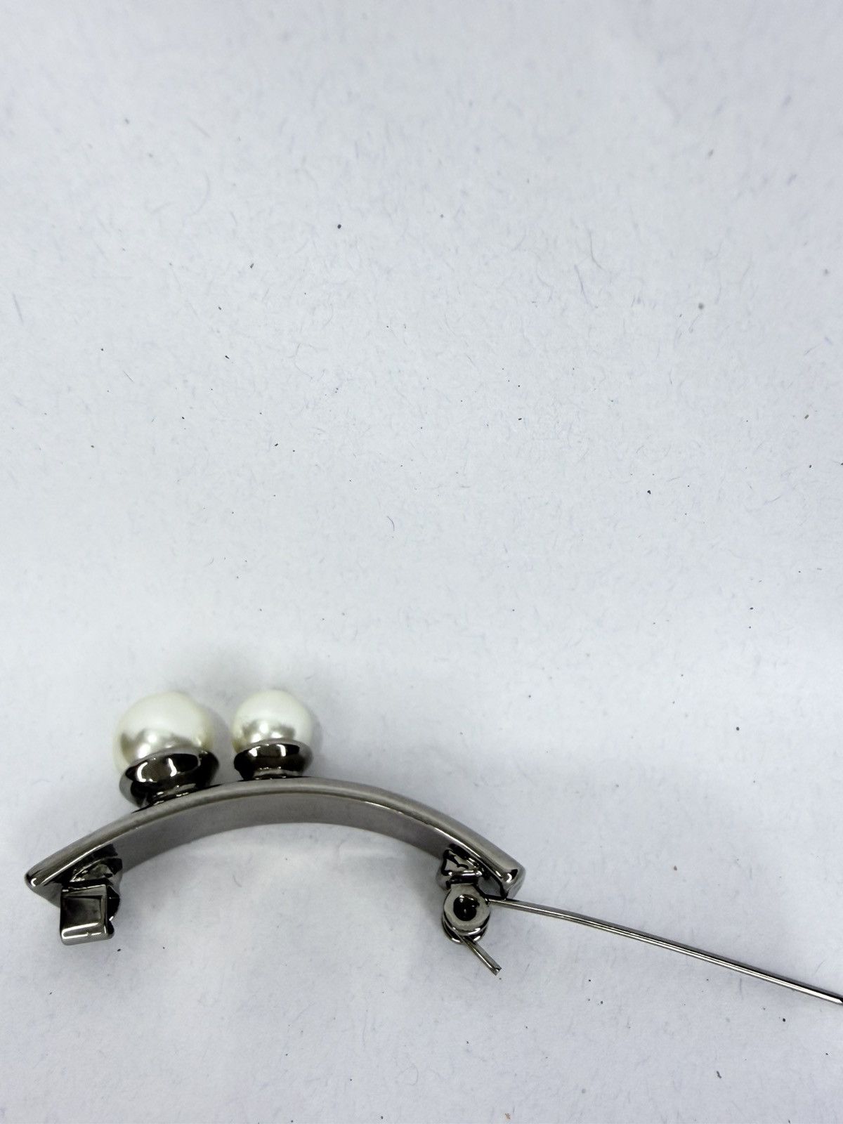Vintage Vintage Silver-Tone Dual Pearl Bar Brooch - Serial JI2AOBL52 Size ONE SIZE - 3 Thumbnail