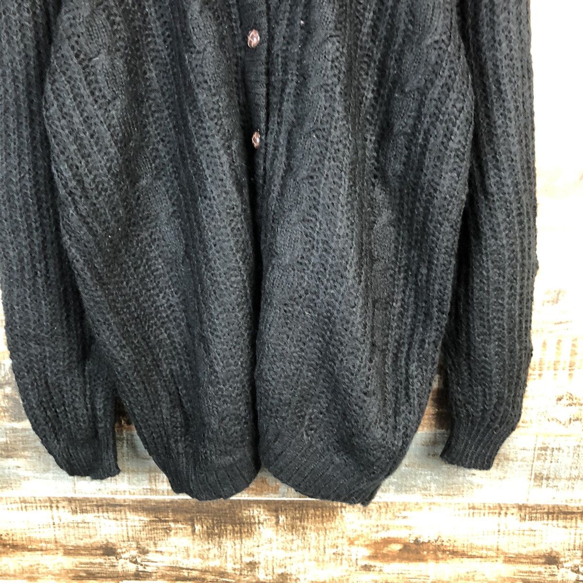 Aran Isles Knitwear View Life Black Patterned Cardigan knitwear #A1686 Size XL / US 12-14 / IT 48-50 - 6 Thumbnail