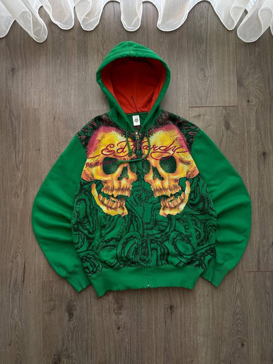 Christian Audigier × Ed Hardy × Vintage Vintage Ed Hardy Christian Audigier Green Hoodie Size US S / EU 44-46 / 1 - 21 Thumbnail