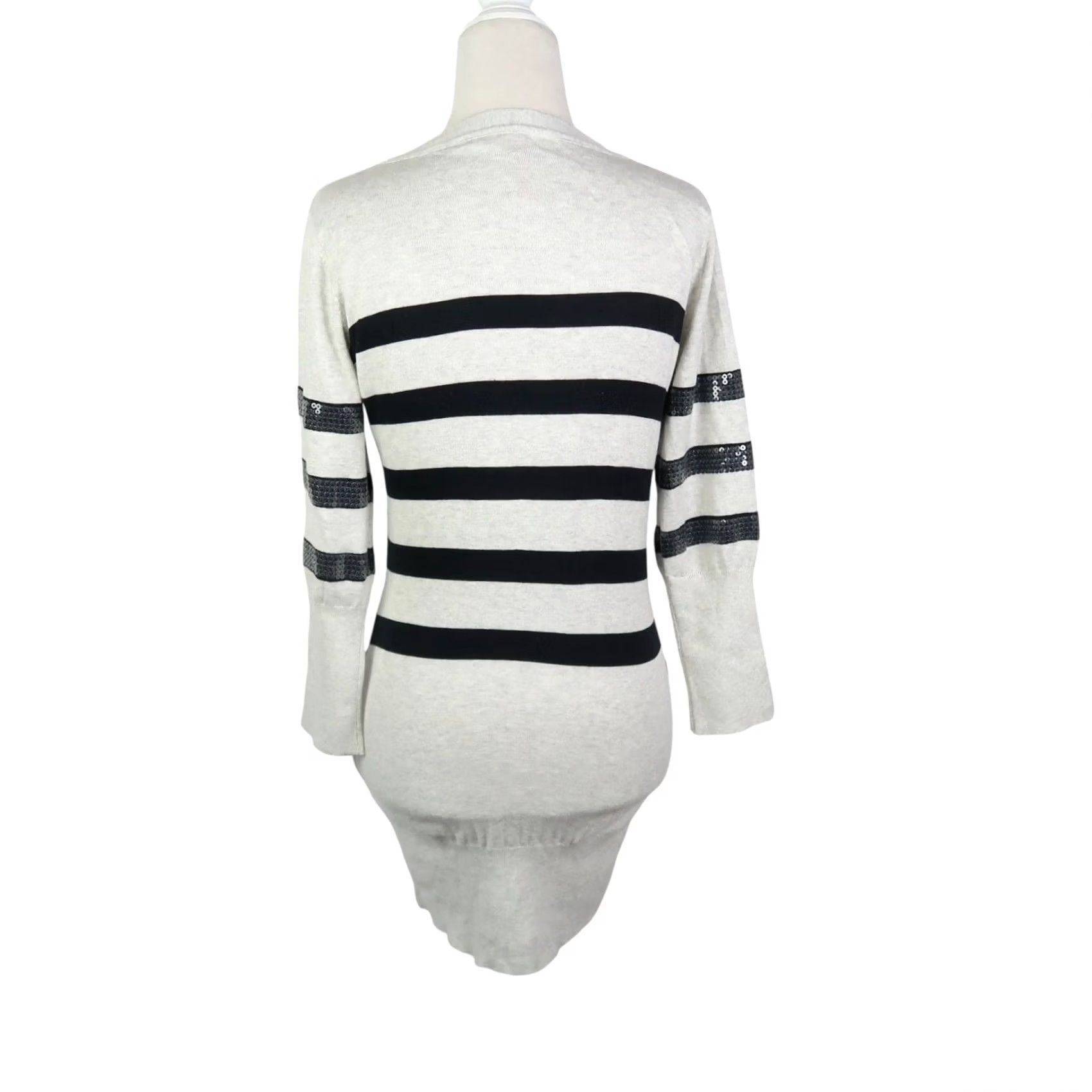 Vintage VINTAGE Charlotte Russe Cardigan Sweater Sequin Stripe Grey Black Sequin Knit 100% Cotton S Womens Mens? Size S / US 4 / IT 40 - 4 Thumbnail