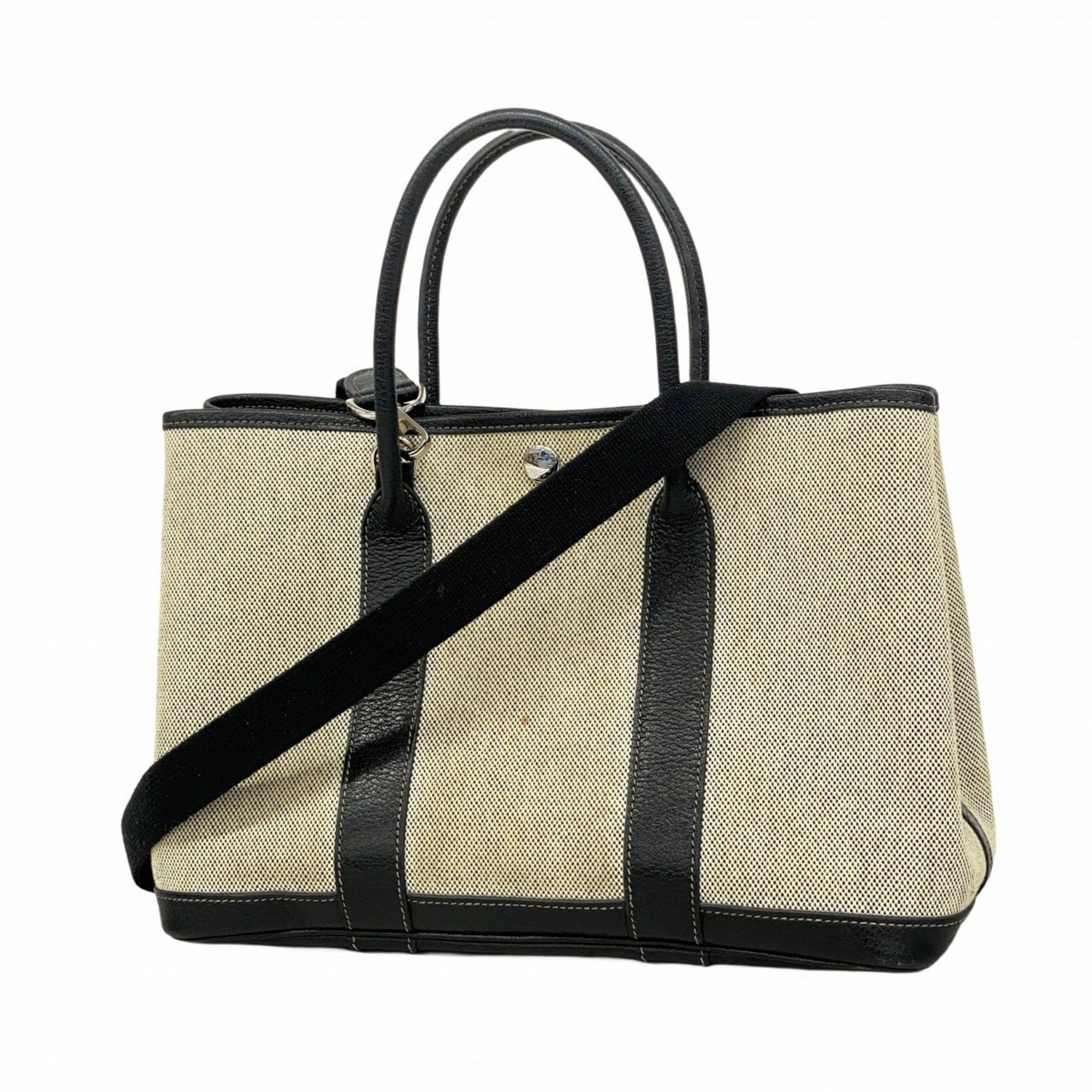 Hermes Tote Bag Garden Tpm Toile H Black I Engraved Ladies, Women's