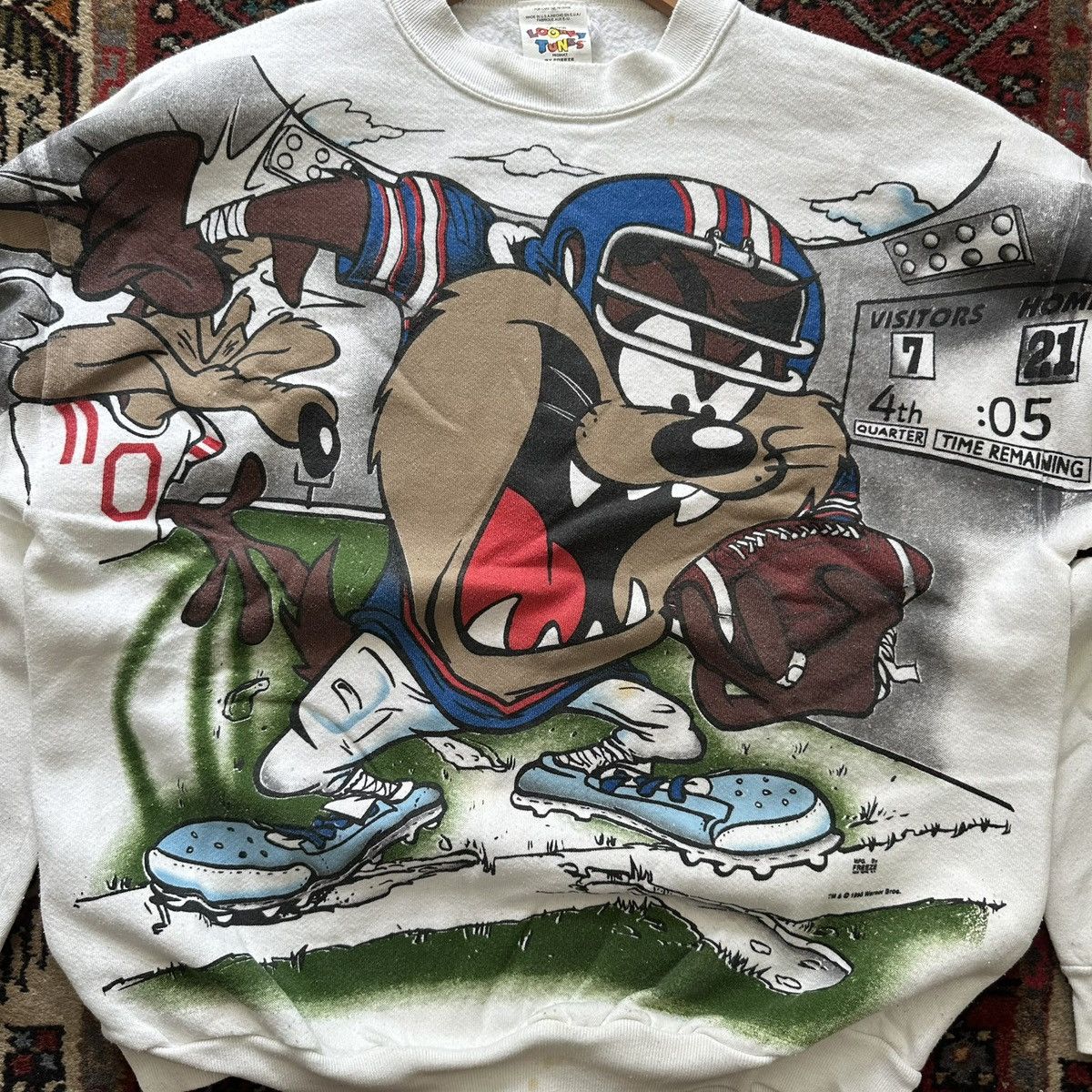 Vintage Looney Tunes Taz Football Crewneck — 1995 Vintage Size US L / EU 52-54 / 3 - 3 Thumbnail