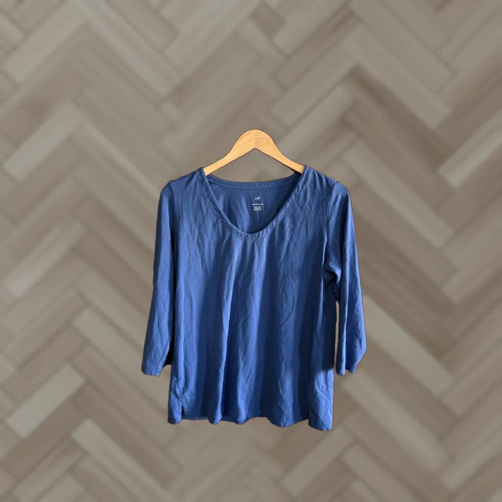 J. Jill J. Jill Womens T-Shirt Blue Forward Seam Long Sleeve Round Neck Size M Size M / US 6-8 / IT 42-44 - 1 Thumbnail