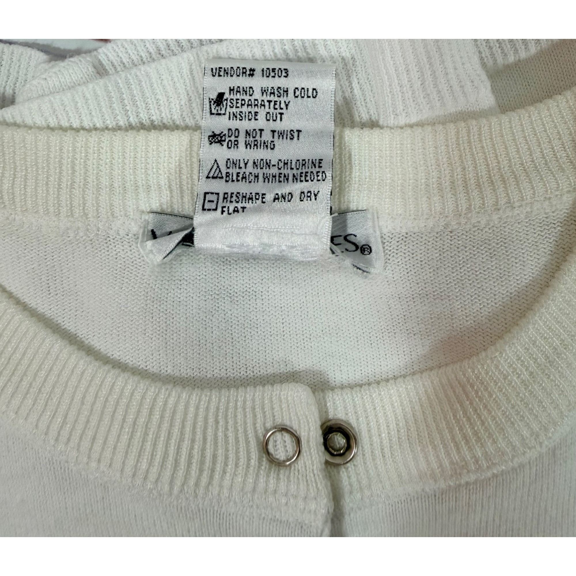 Vintage Vintage Victoria Jones Womens XL White Snap Front Knit Cardi Size XL / US 12-14 / IT 48-50 - 5 Thumbnail