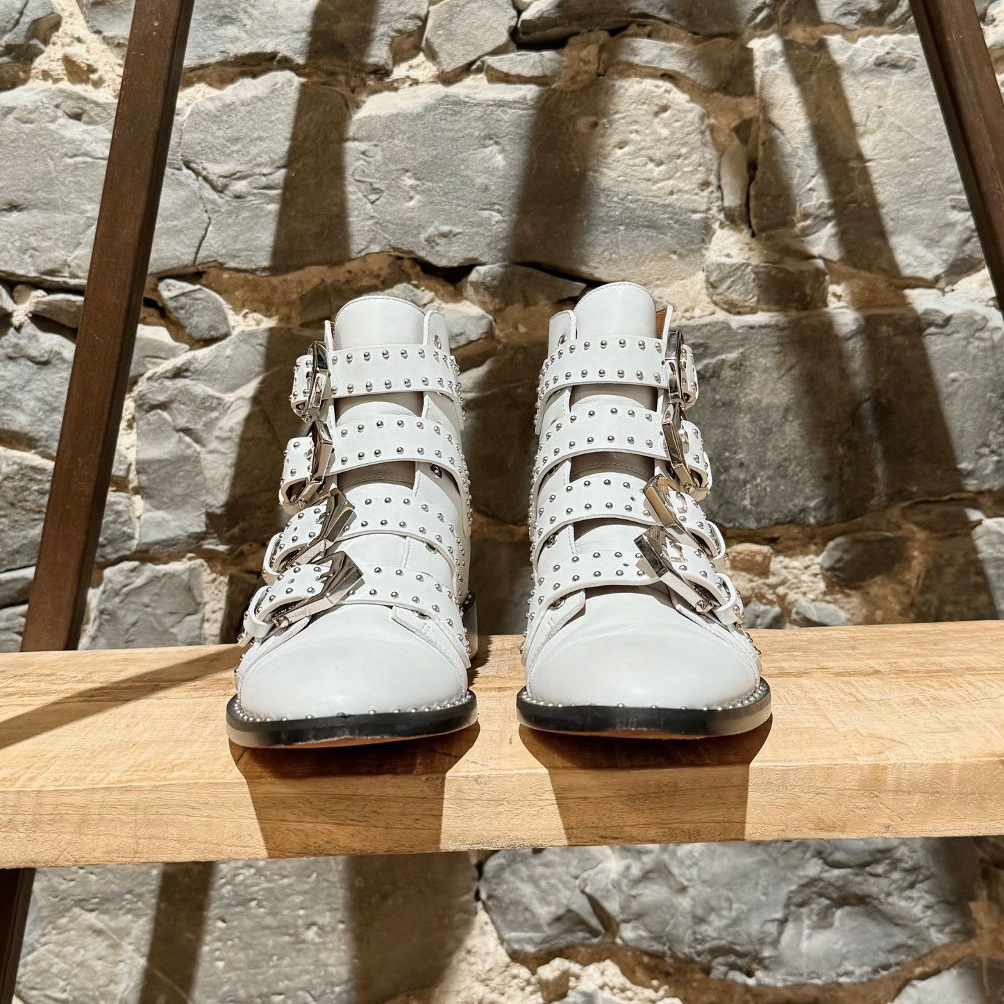 Givenchy Givenchy White Leather Studded Buckle Western Boots Size US 6 / IT 36 - 3 Thumbnail