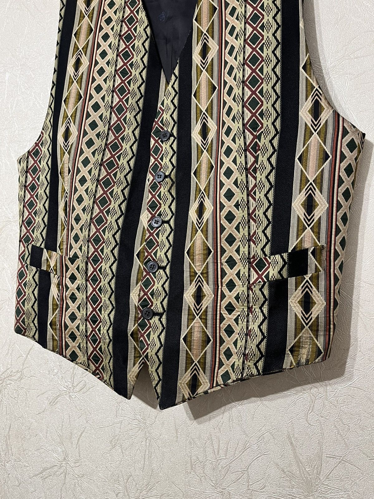 Kenzo Kenzo Homme Vintage 100% Silk Pattern Vest Made in France Size 46R - 2 Thumbnail