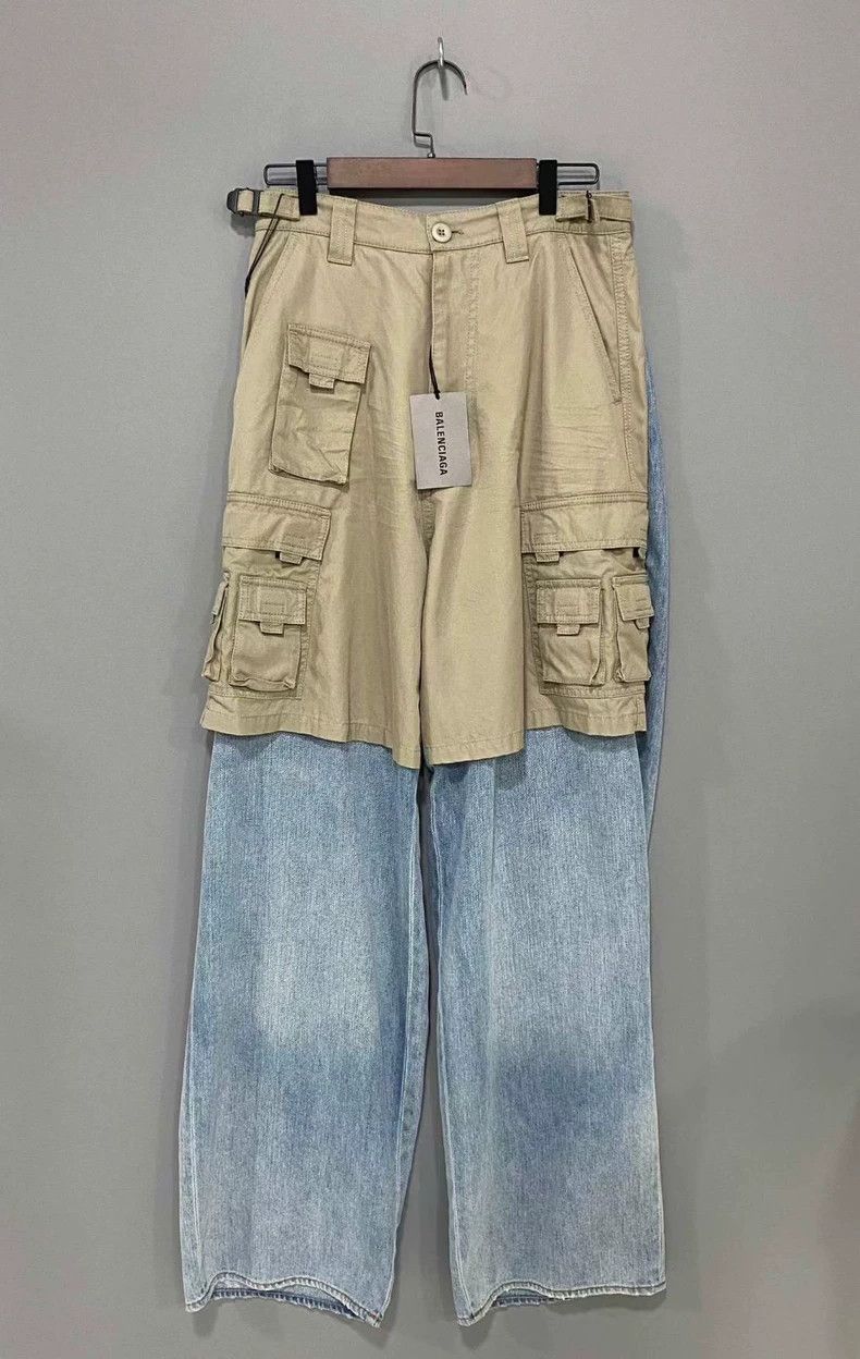 Balenciaga Balenciaga patchwork fake two-piece cargo jeans - dmc Size US 29 - 1 Thumbnail